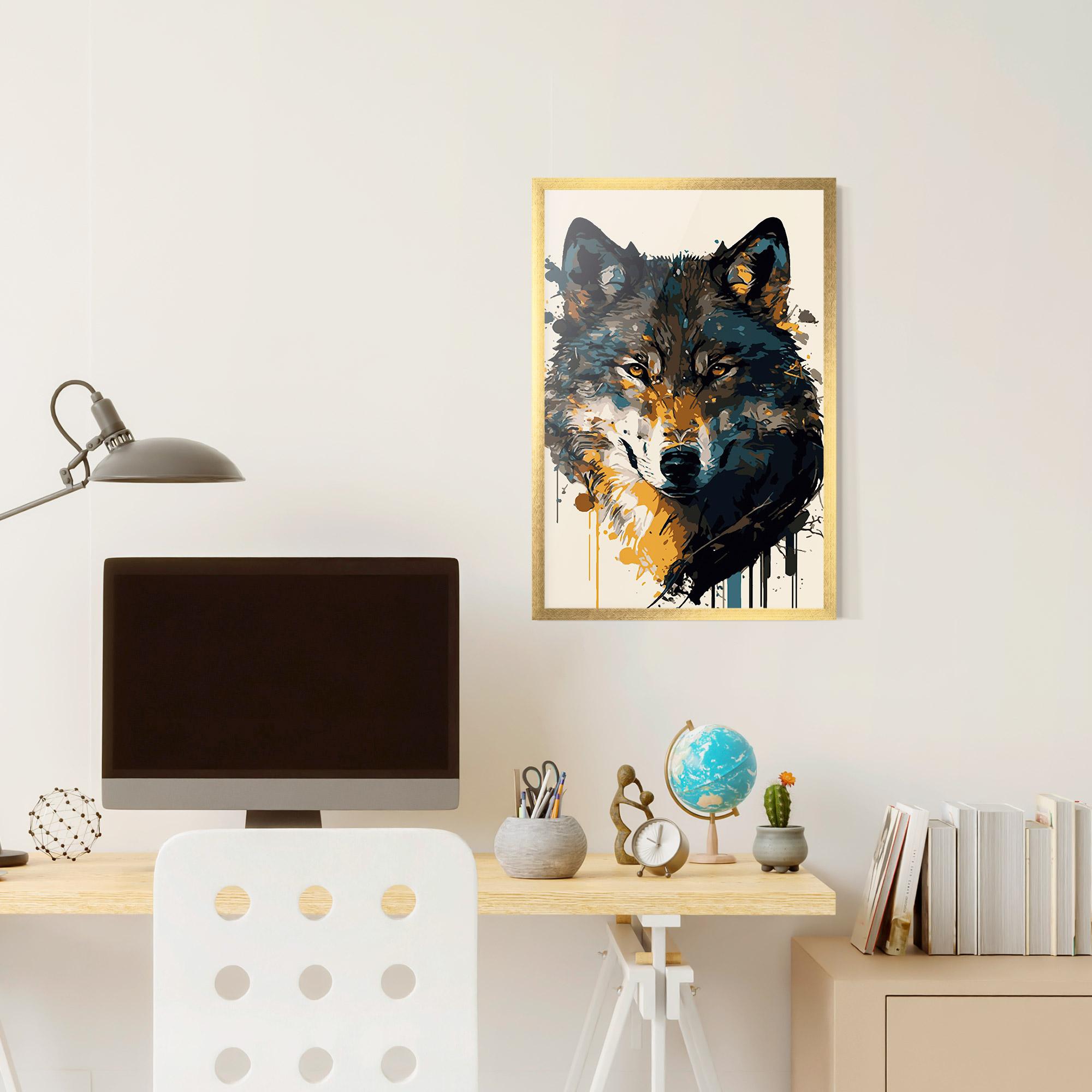 Keretezett Poszter Wolf Head Art mockup 6
