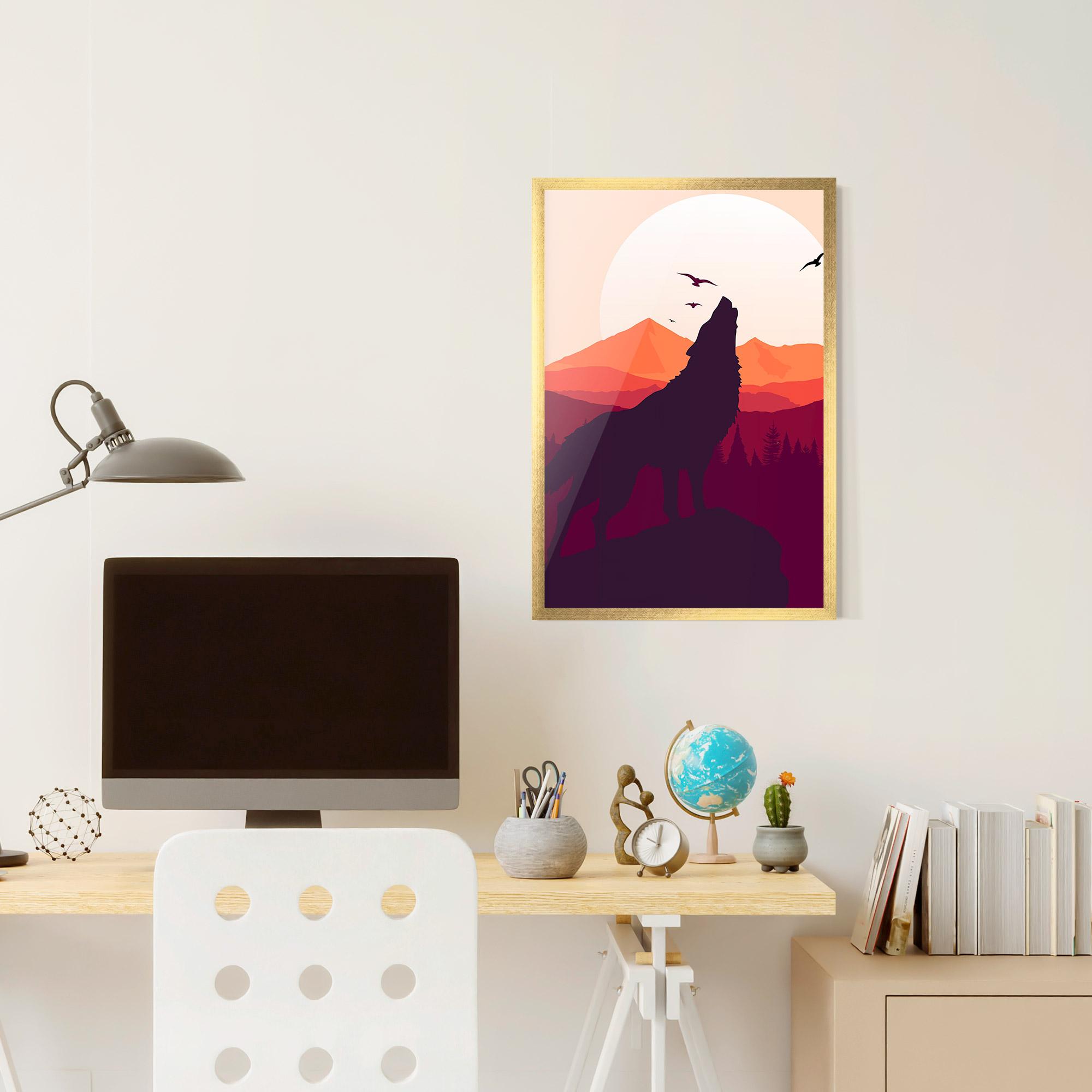 Keretezett Poszter Wolf Pink Moon mockup 6