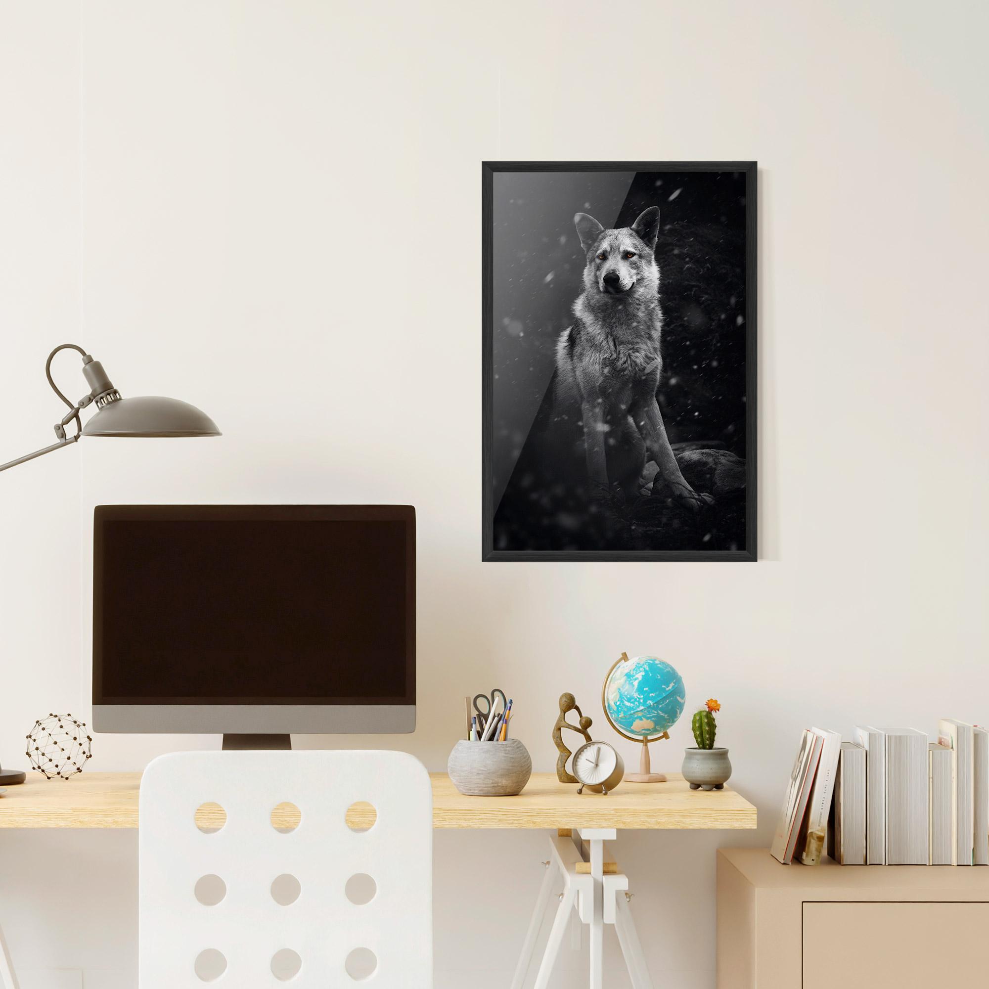 Keretezett Poszter Sitting Wolf mockup 6