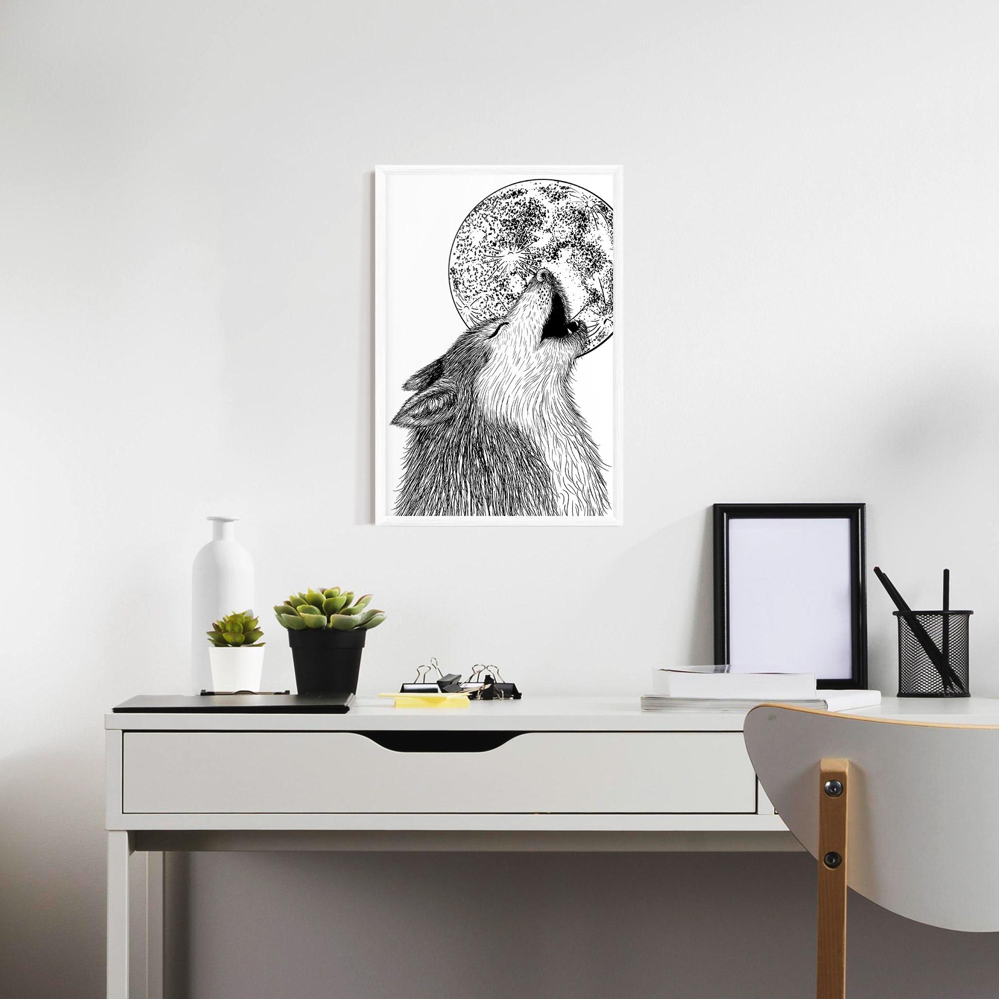Keretezett Poszter Pretty Moon Wolf mockup 7