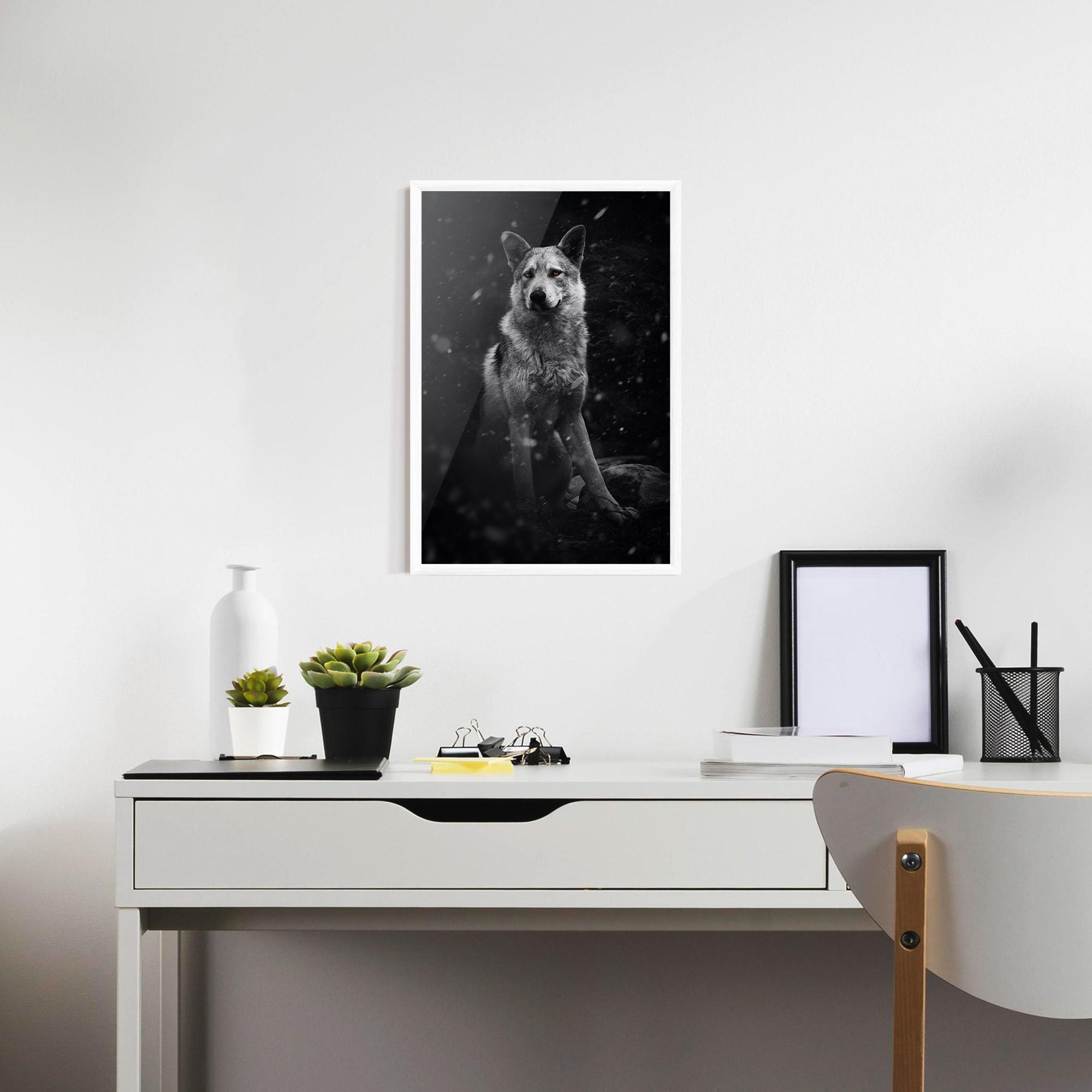 Keretezett Poszter Sitting Wolf mockup 7