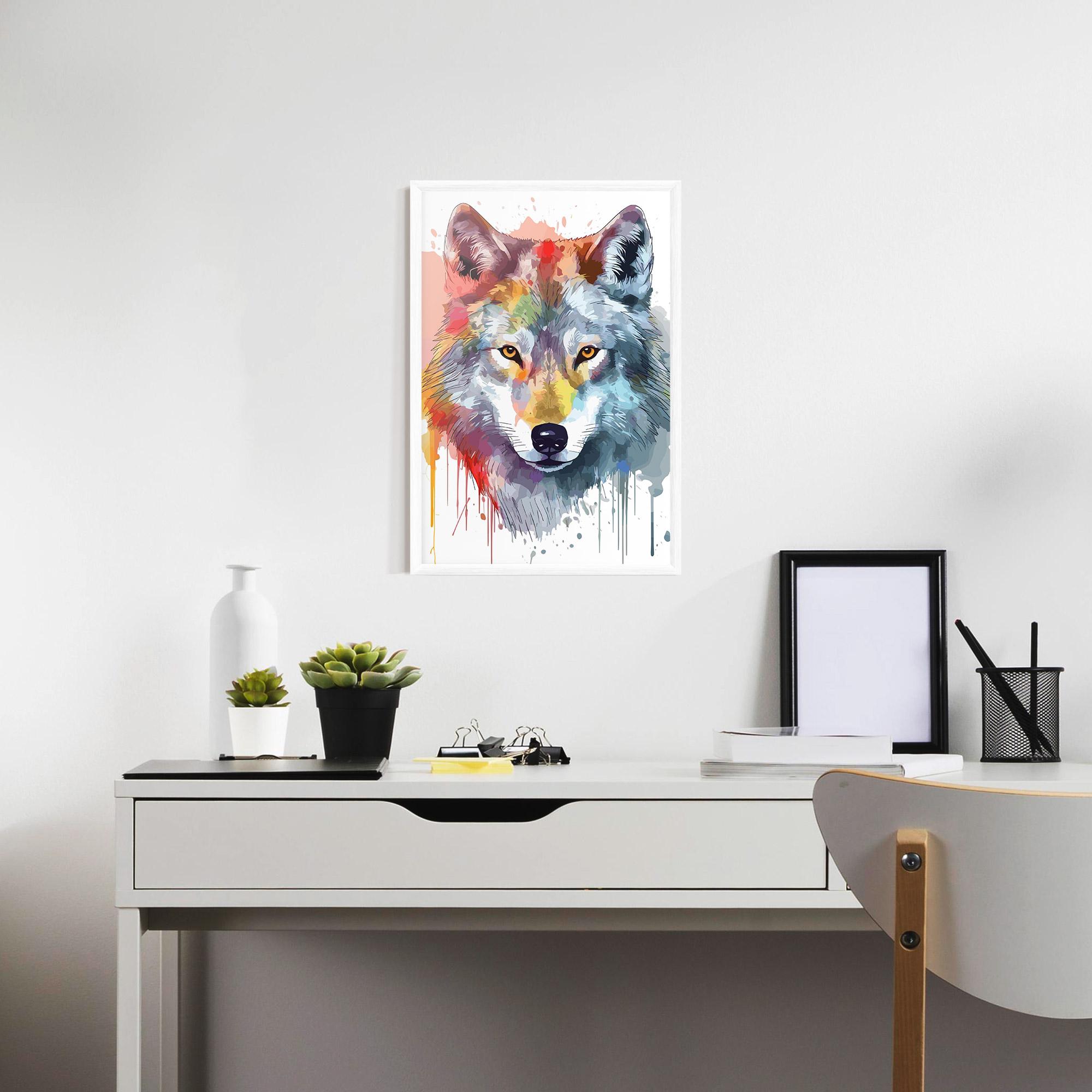 Keretezett Poszter Watercolor Wolf mockup 7