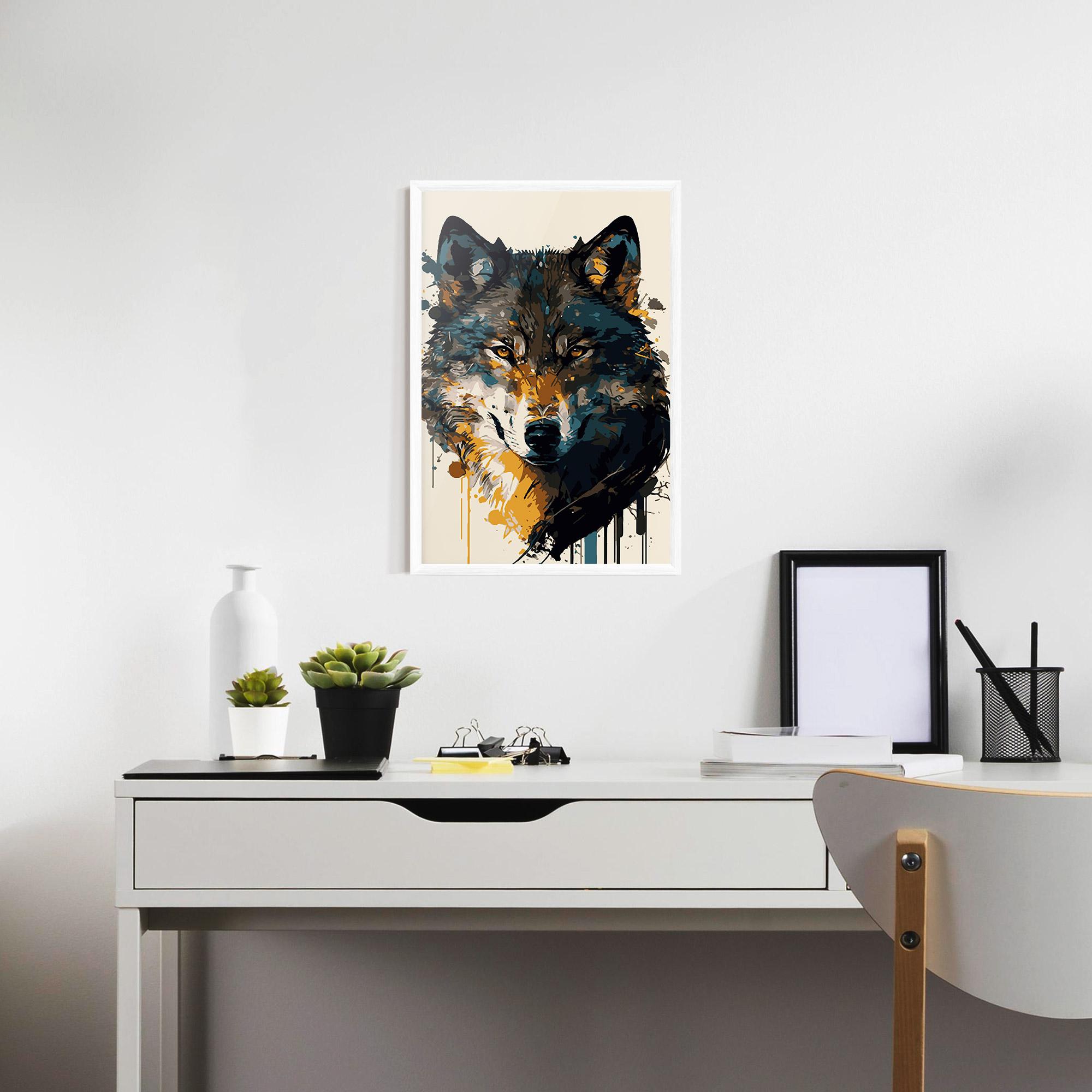 Keretezett Poszter Wolf Head Art mockup 7