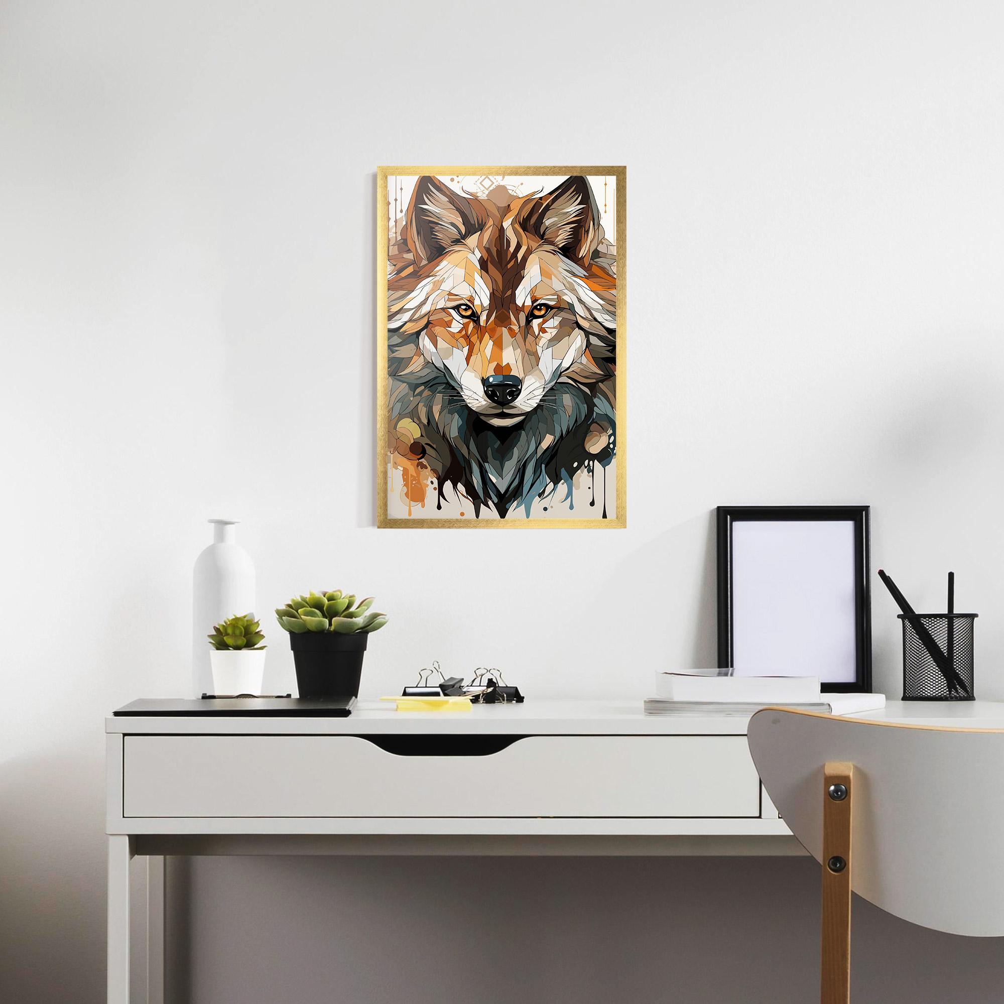 Keretezett Poszter Pretty Orange Wolf mockup 7