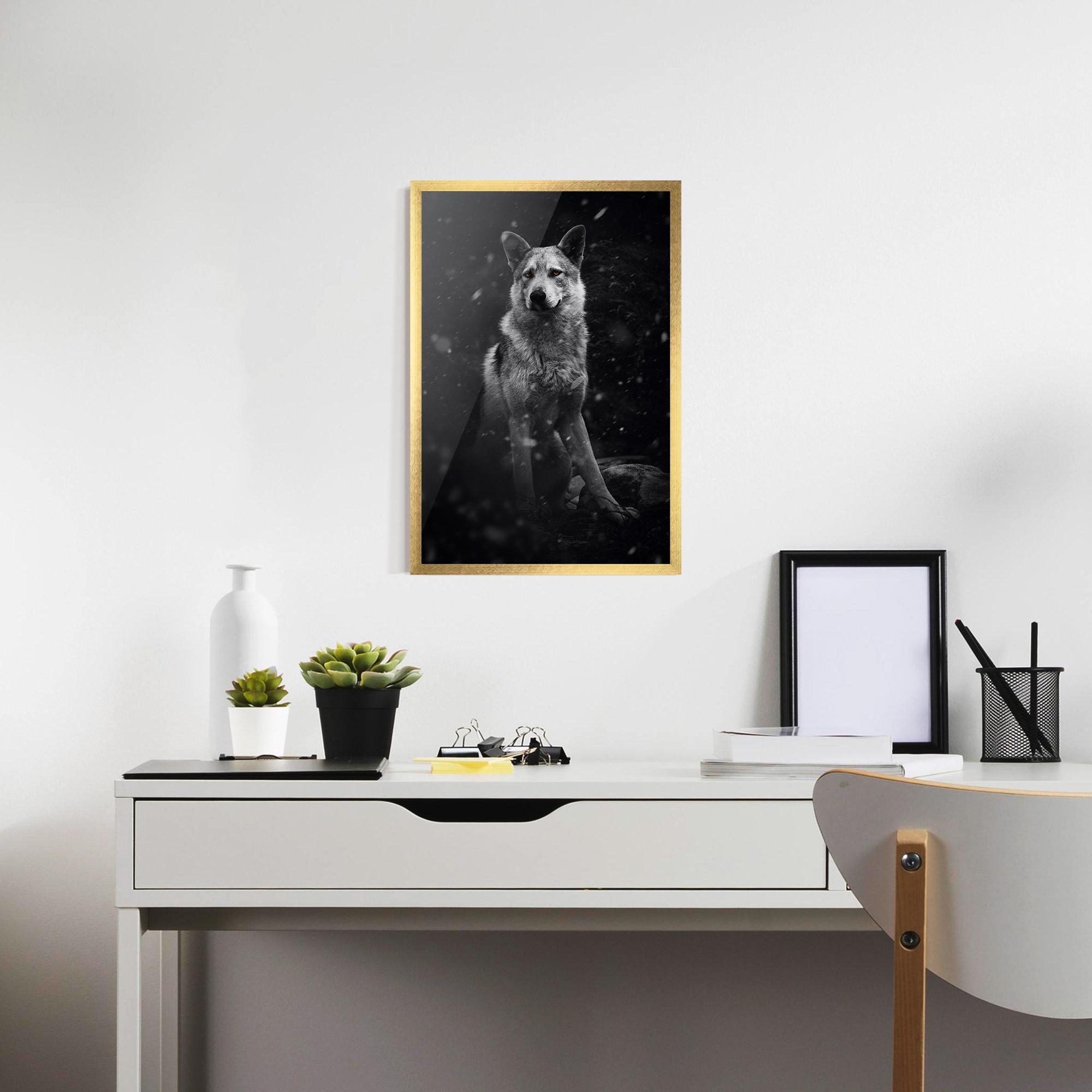 Keretezett Poszter Sitting Wolf mockup 7