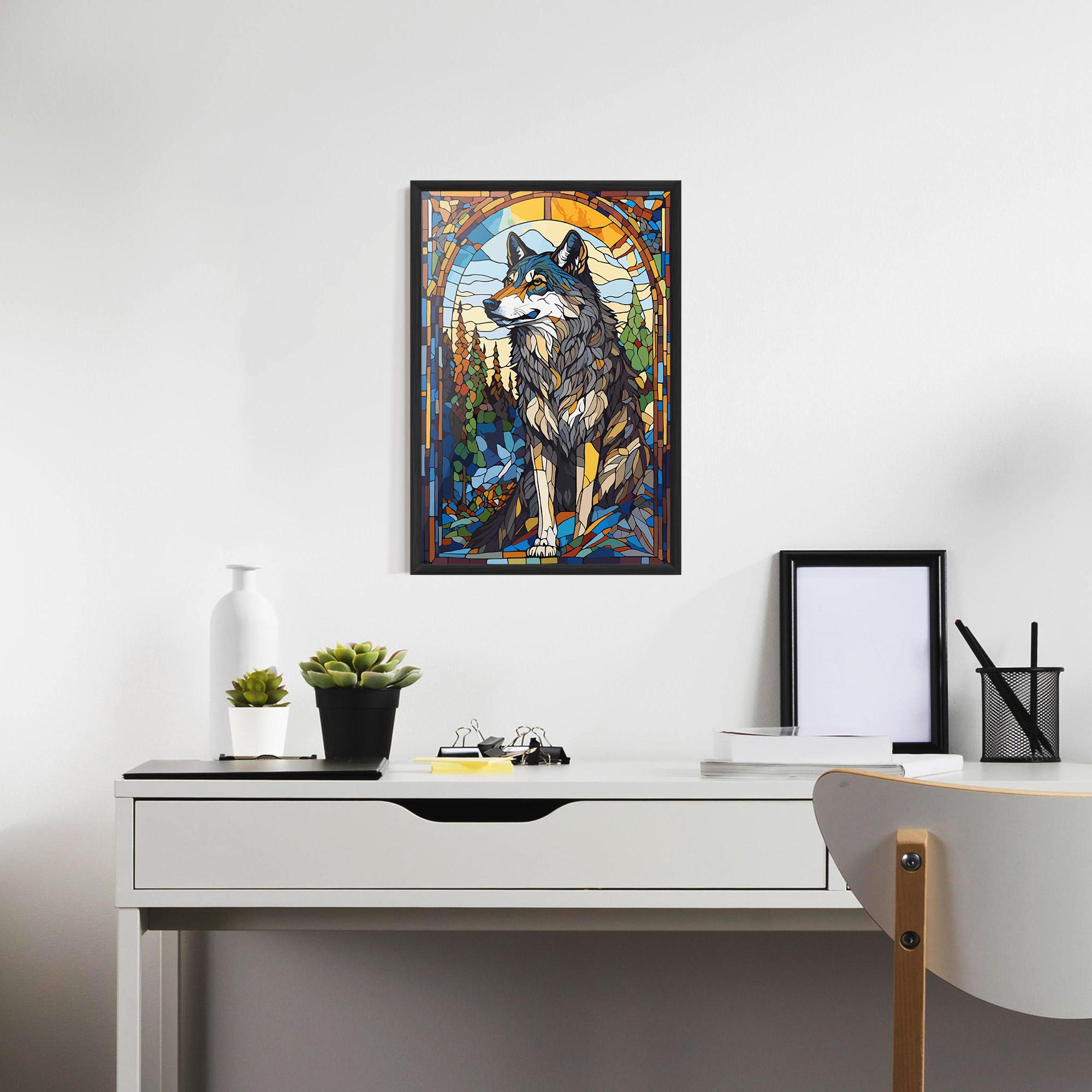 Keretezett Poszter Glass Wolf mockup 7