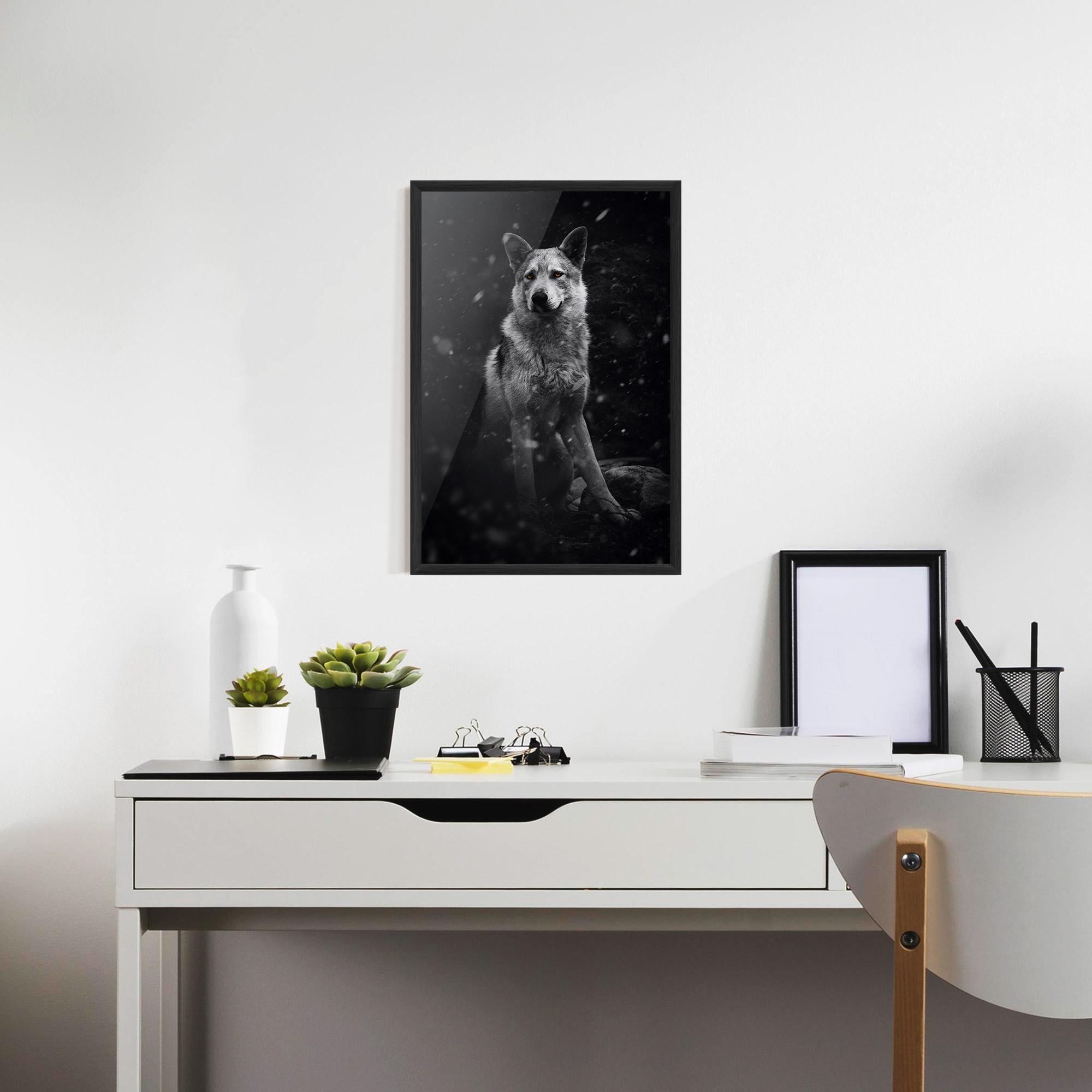 Keretezett Poszter Sitting Wolf mockup 7