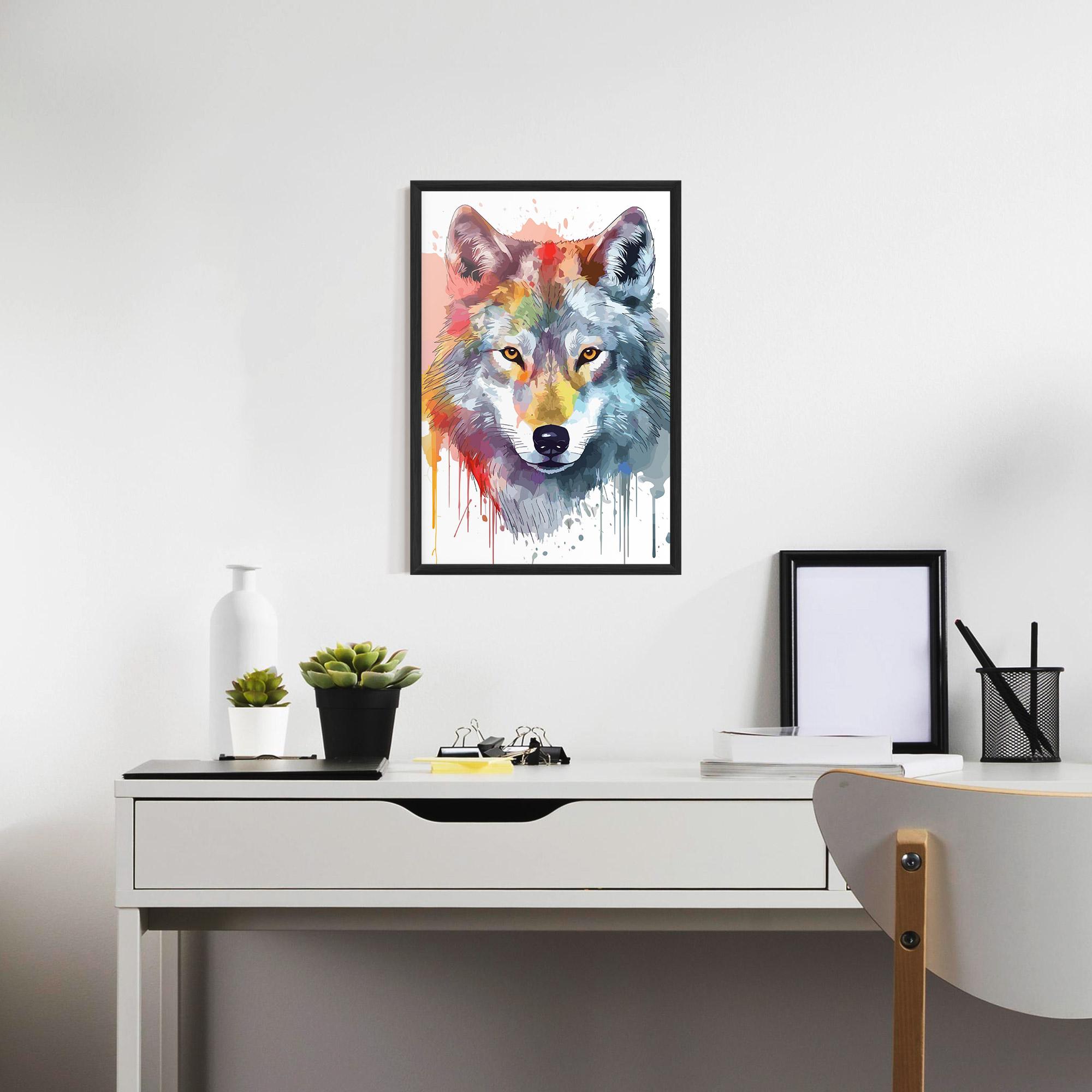 Keretezett Poszter Watercolor Wolf mockup 7