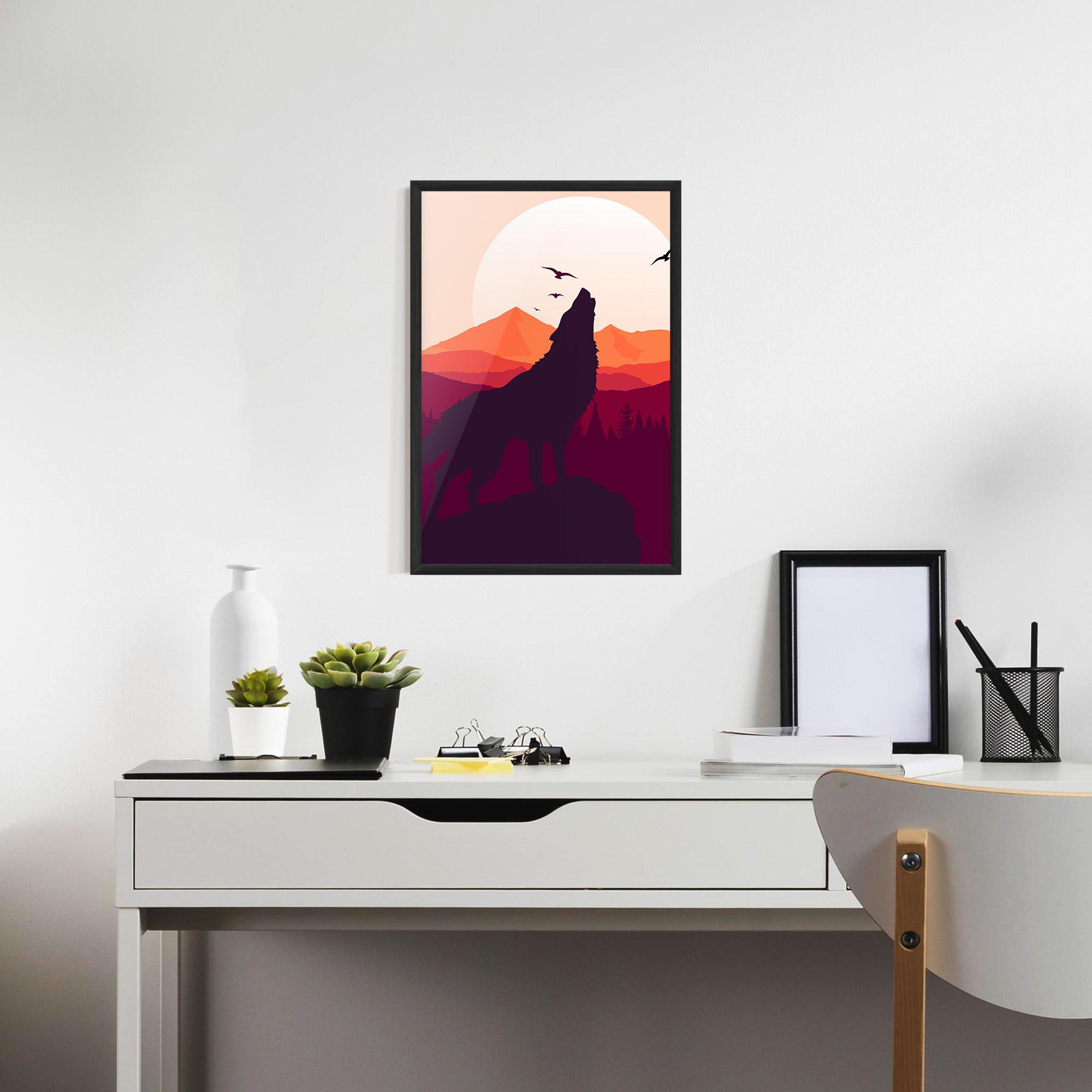 Keretezett Poszter Wolf Pink Moon mockup 7