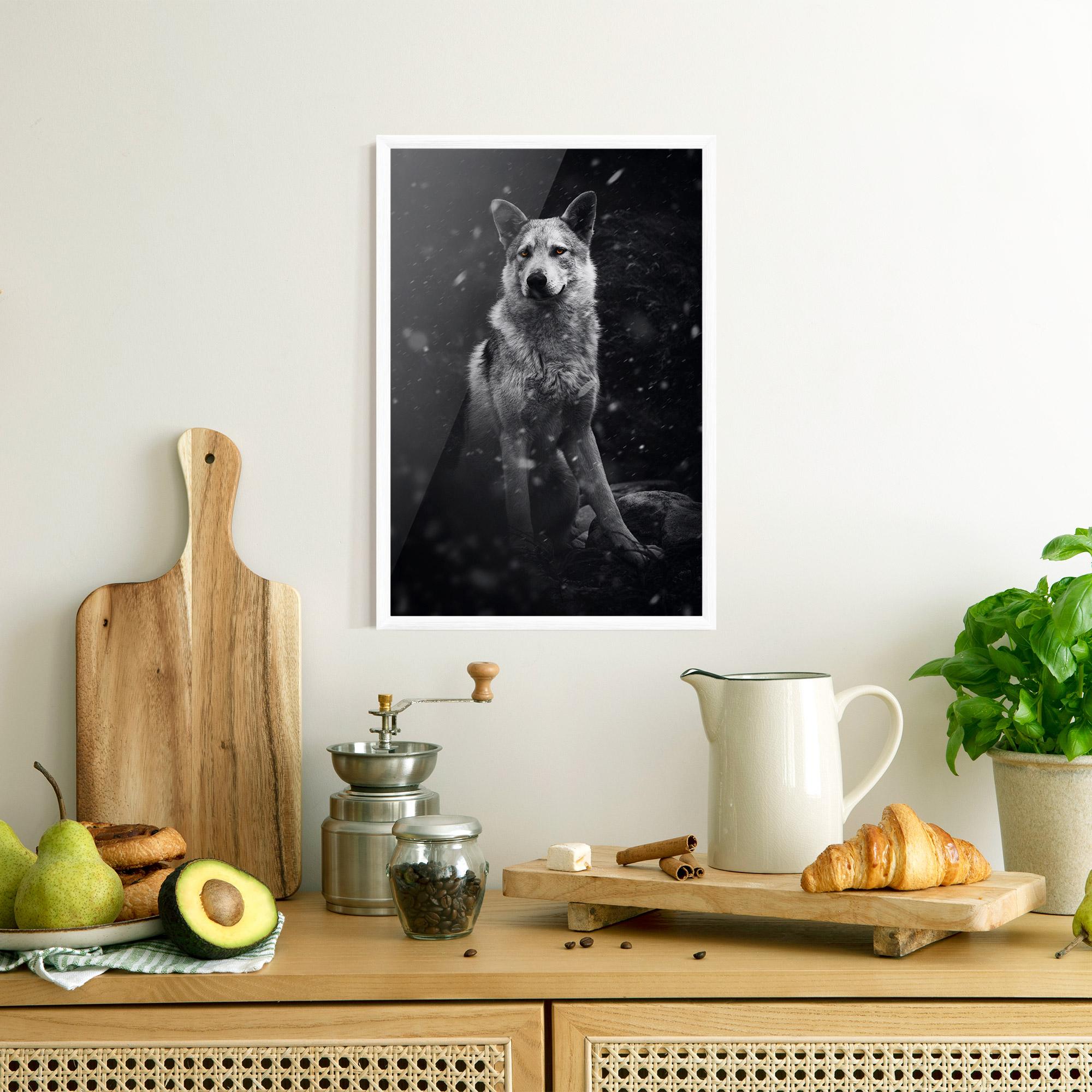 Keretezett Poszter Sitting Wolf mockup 8