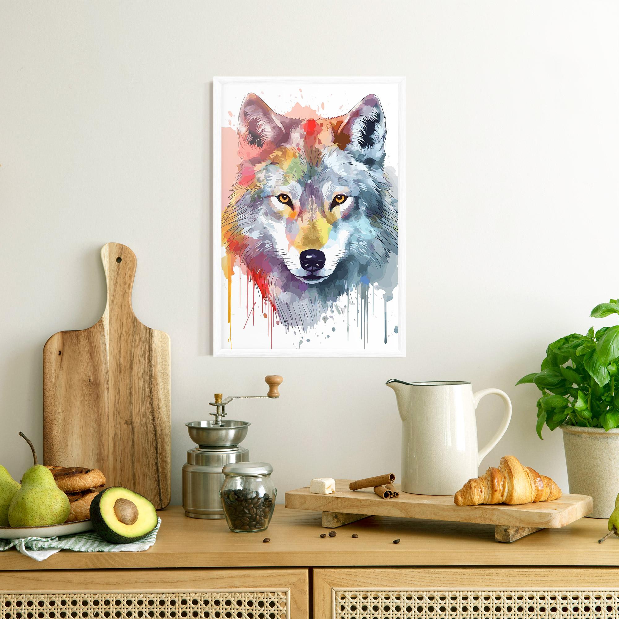 Keretezett Poszter Watercolor Wolf mockup 8