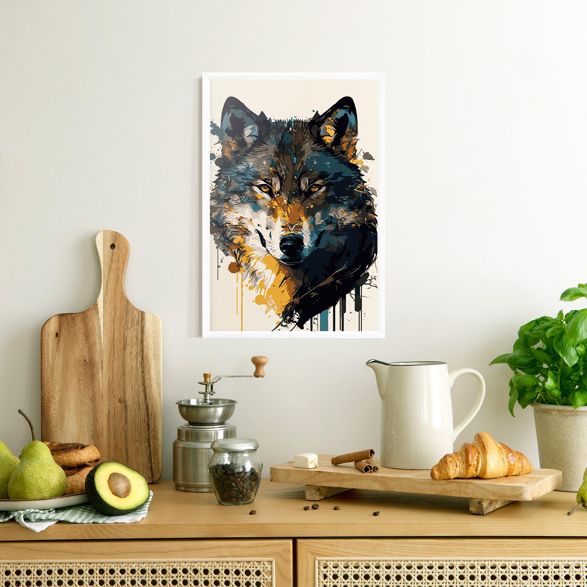 Keretezett Poszter Wolf Head Art mockup 8