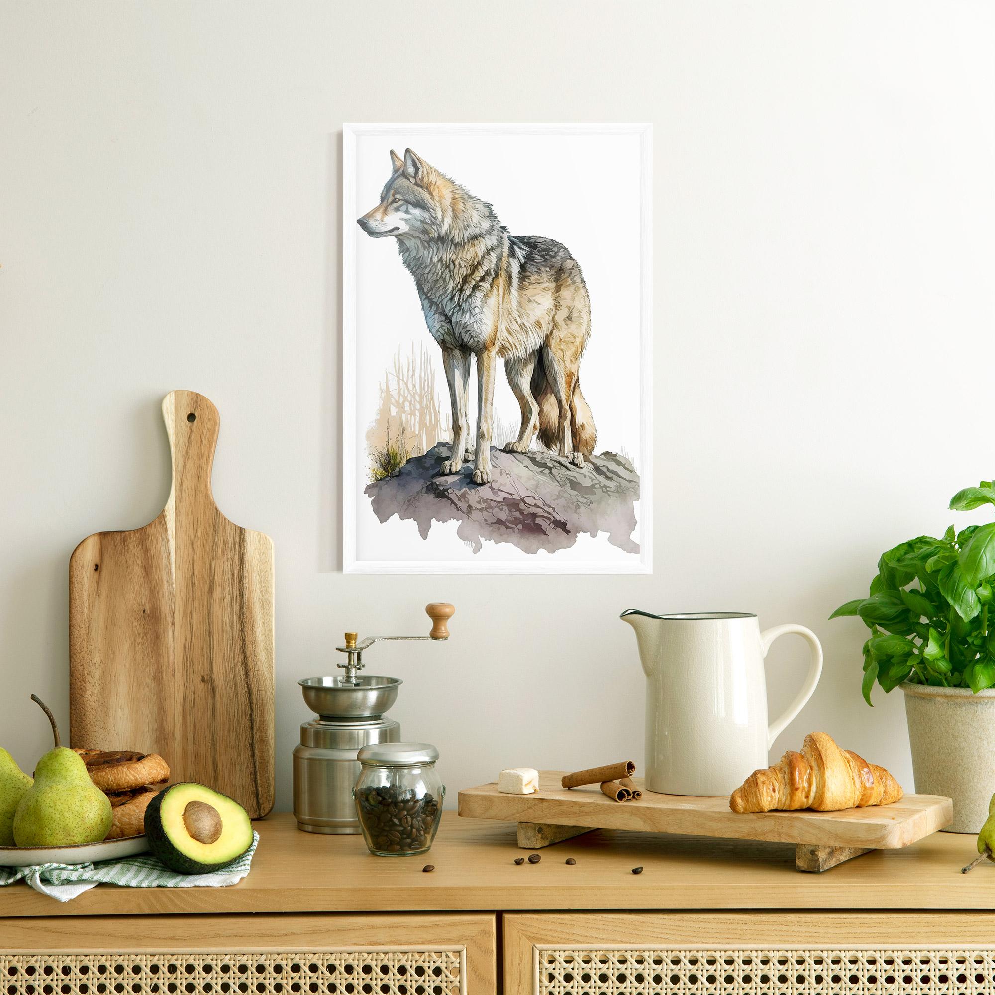 Keretezett Poszter Wolf On Rock mockup 8