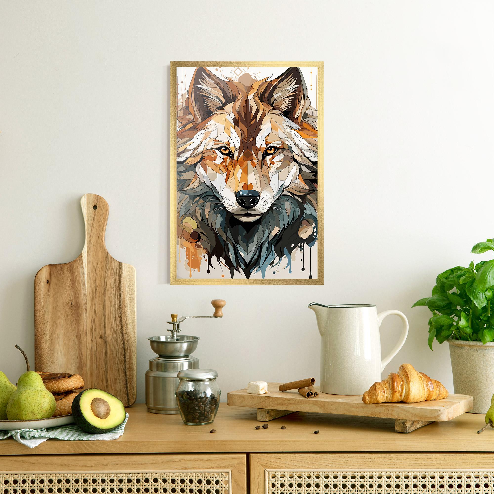 Keretezett Poszter Pretty Orange Wolf mockup 8