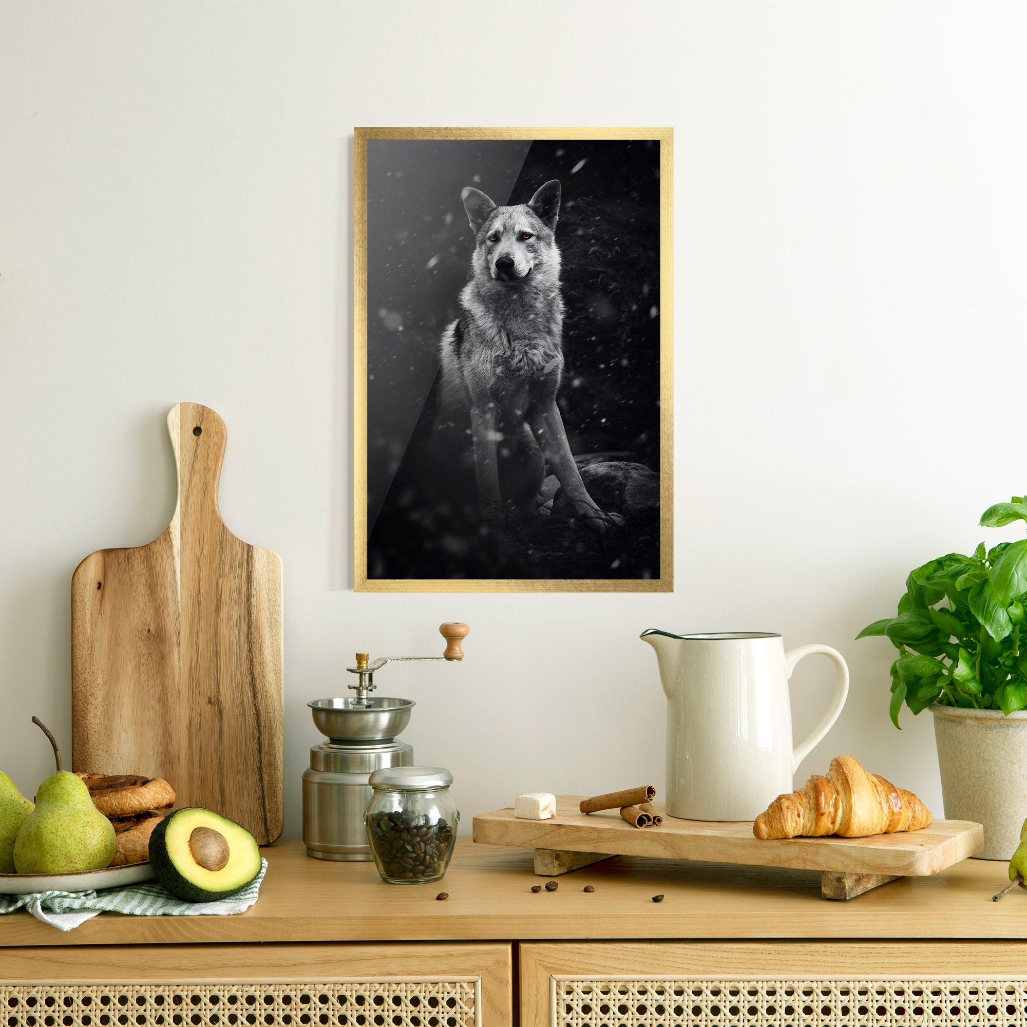Keretezett Poszter Sitting Wolf mockup 8