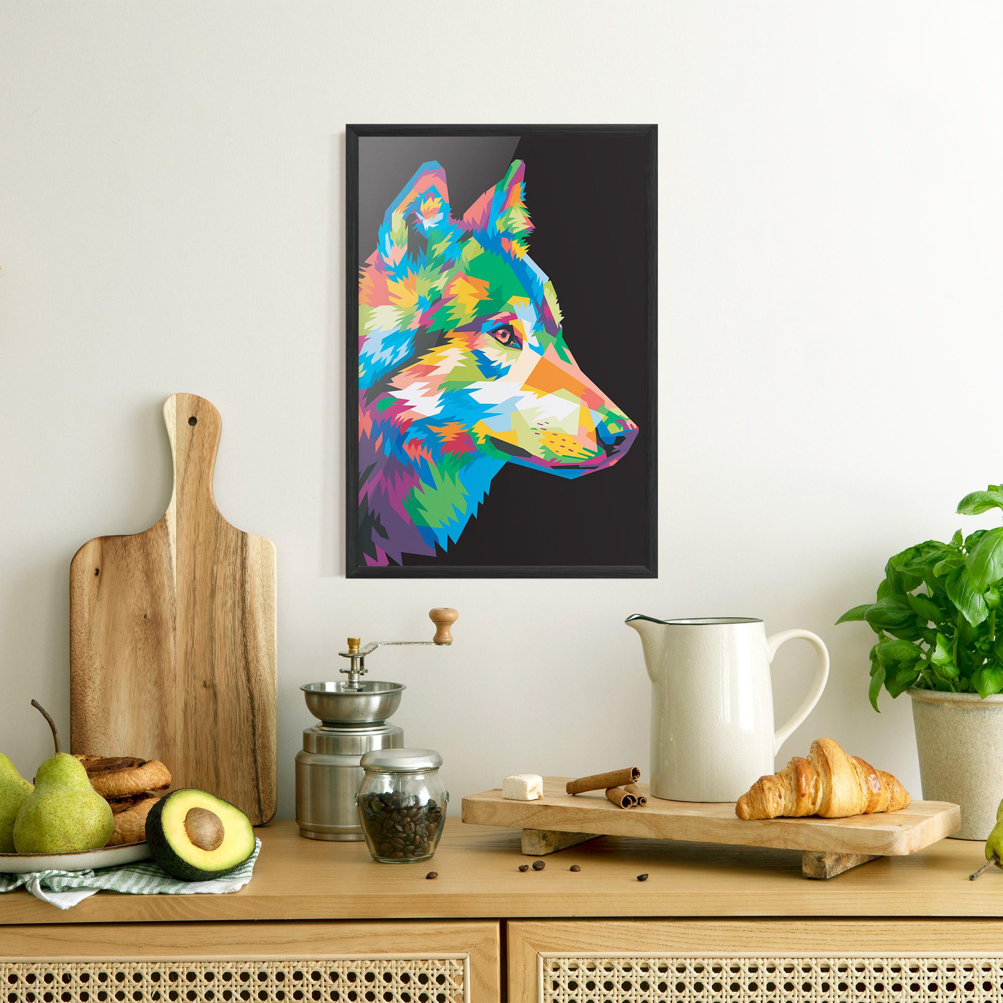 Keretezett Poszter Colorful Wolf mockup 8