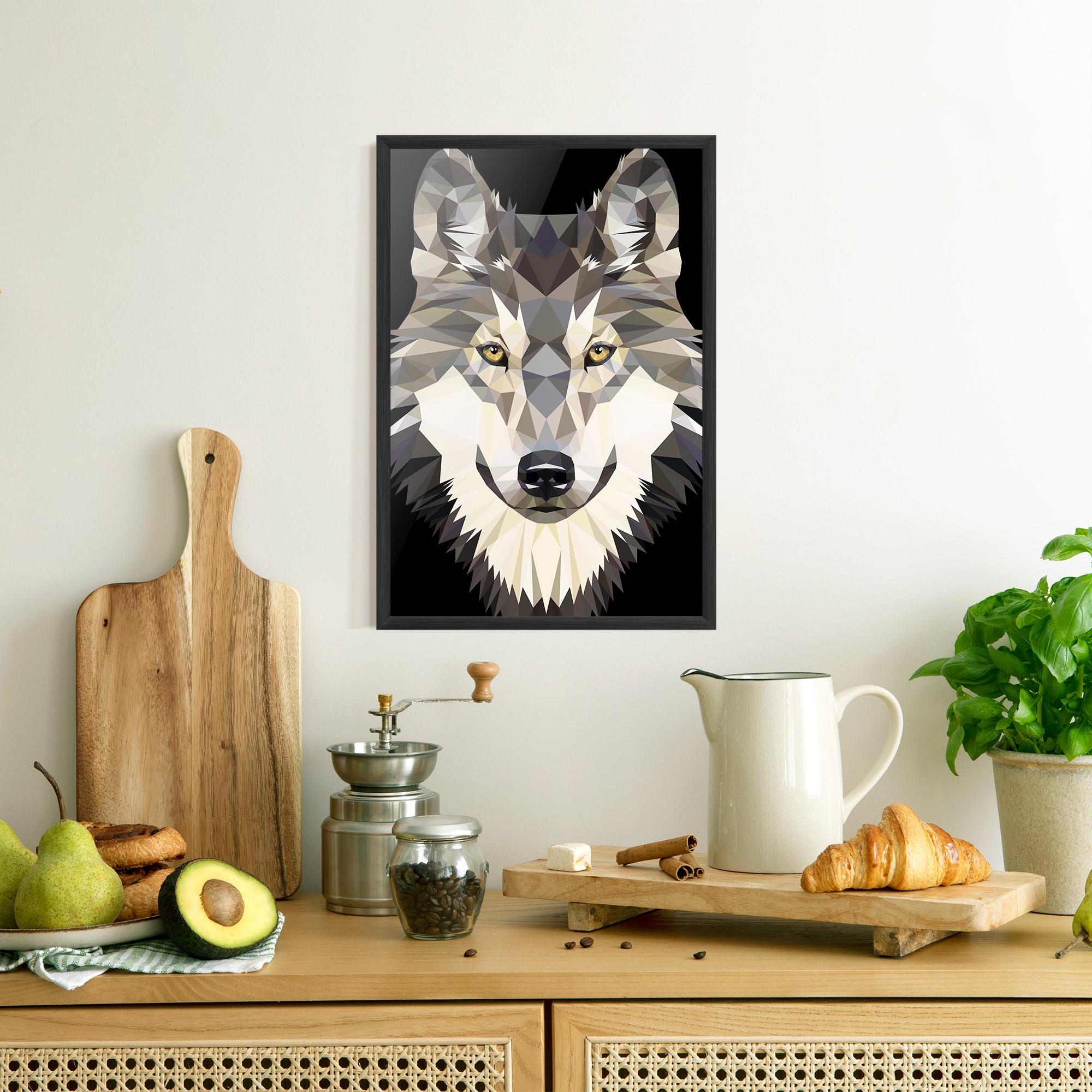 Keretezett Poszter Pretty Wolf Head mockup 8