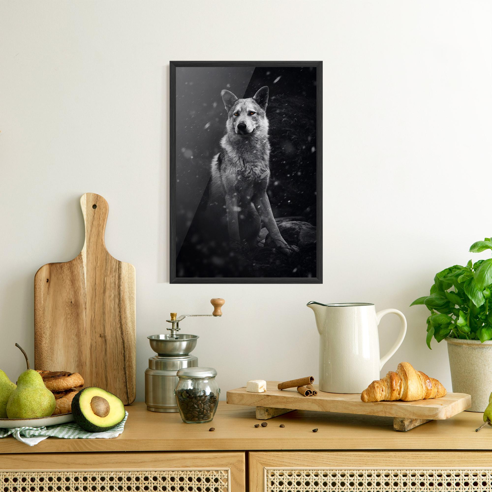 Keretezett Poszter Sitting Wolf mockup 8