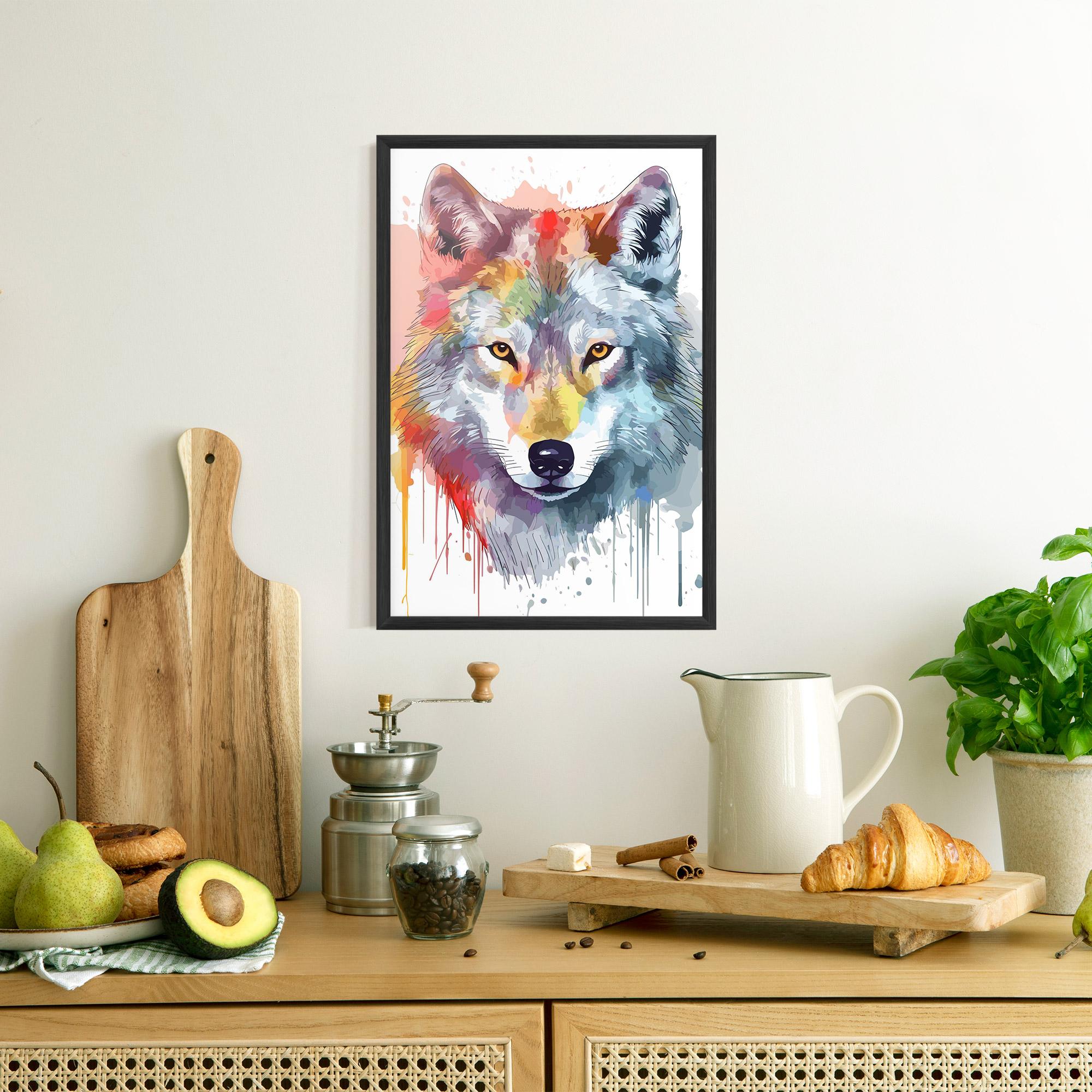 Keretezett Poszter Watercolor Wolf mockup 8