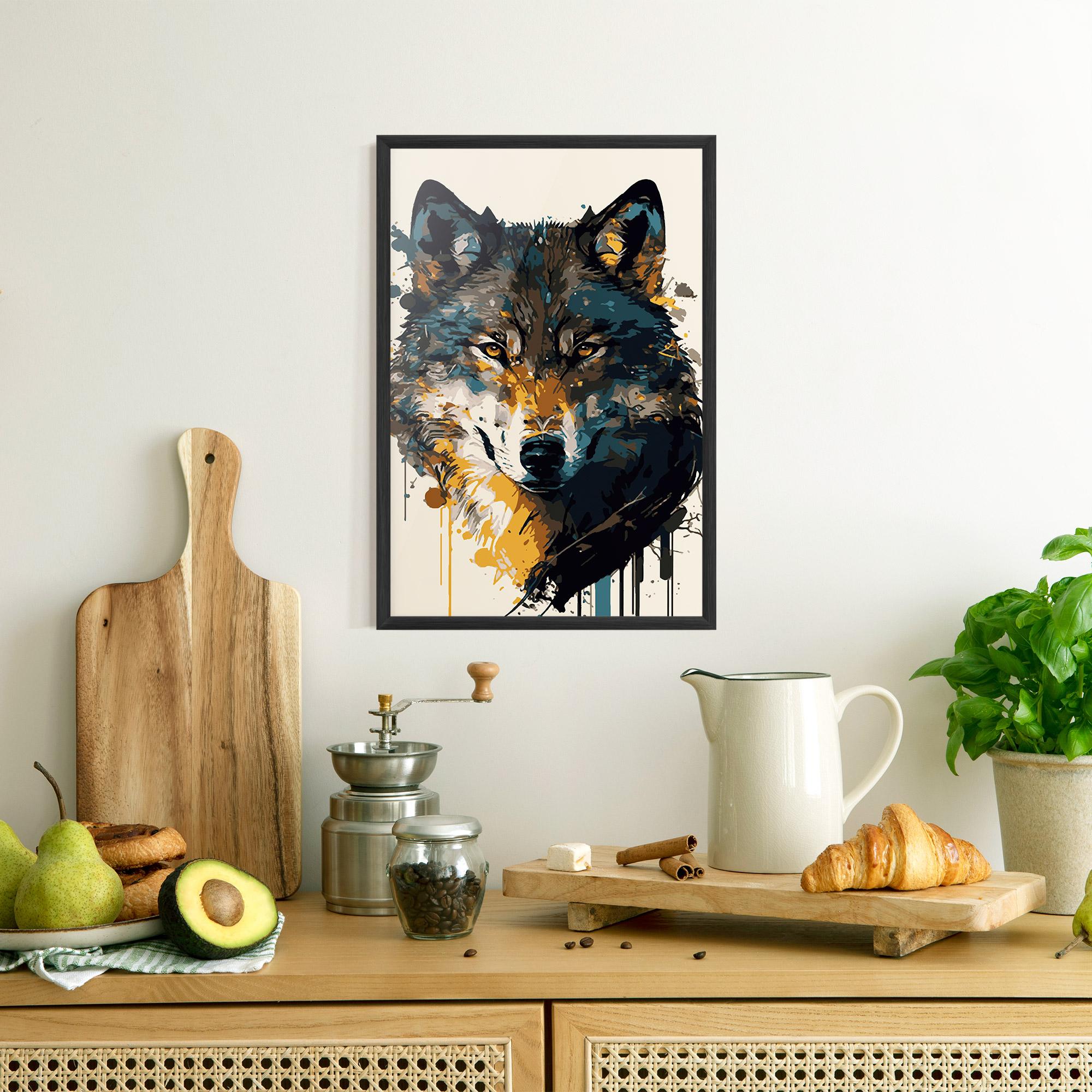 Keretezett Poszter Wolf Head Art mockup 8