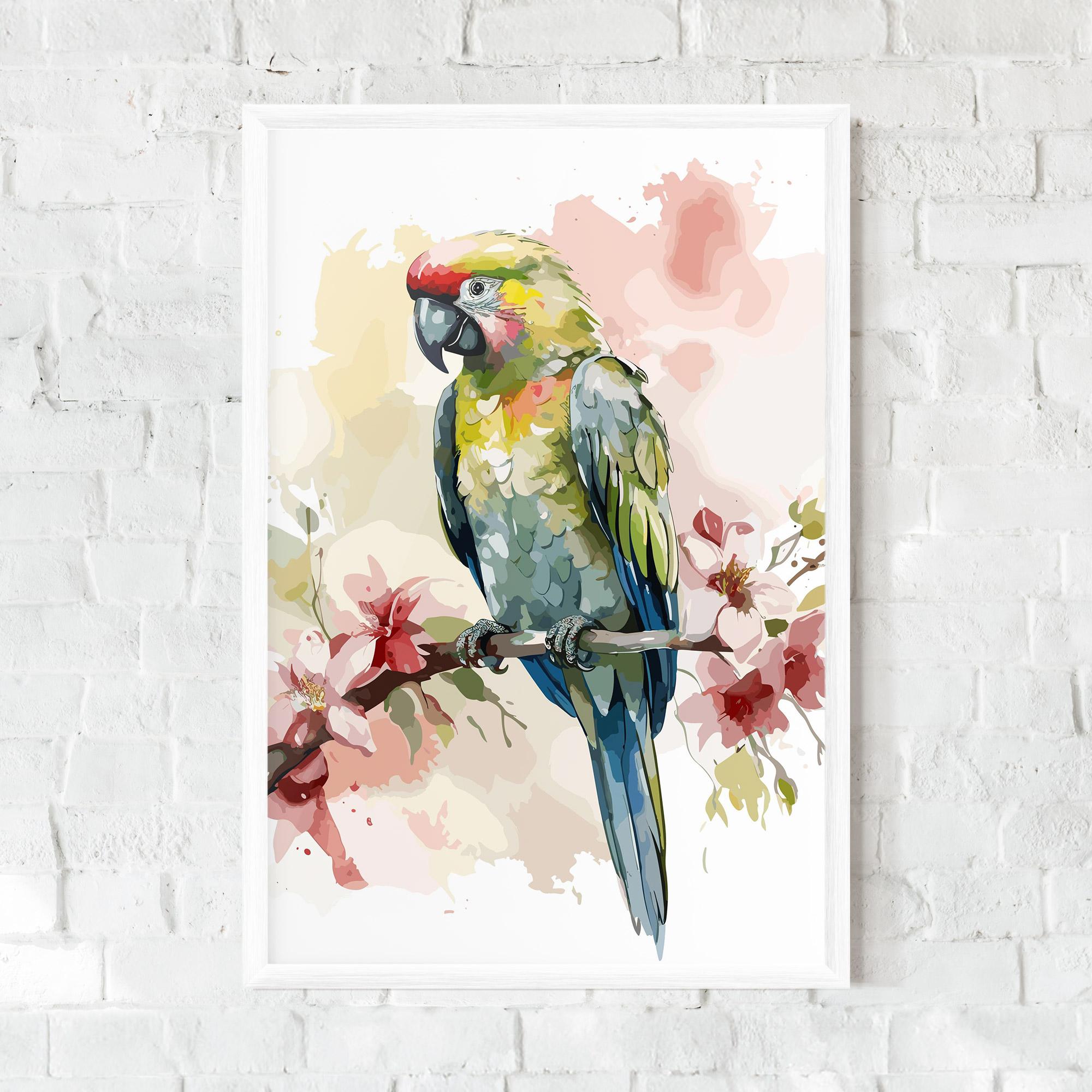 Keretezett Poszter Beautiful Parrot mockup 0