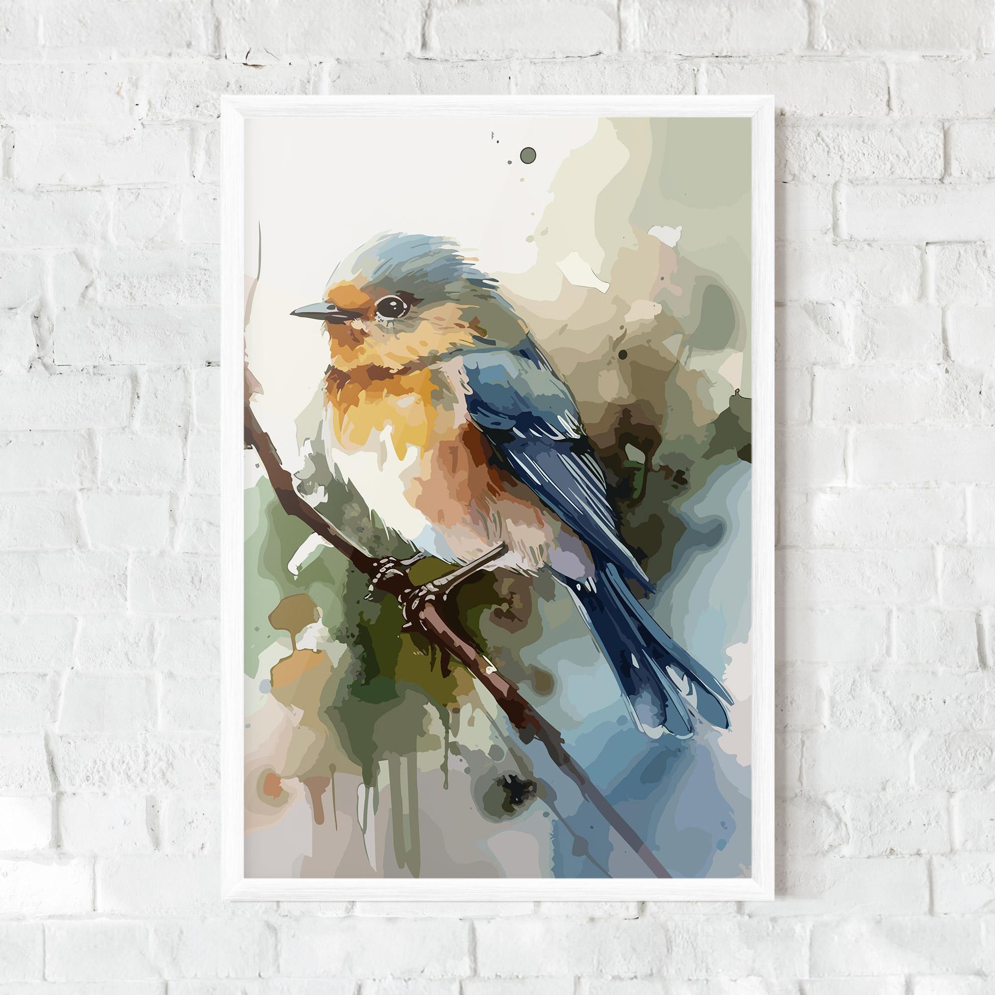 Keretezett Poszter Blue Pretty Bird mockup 0