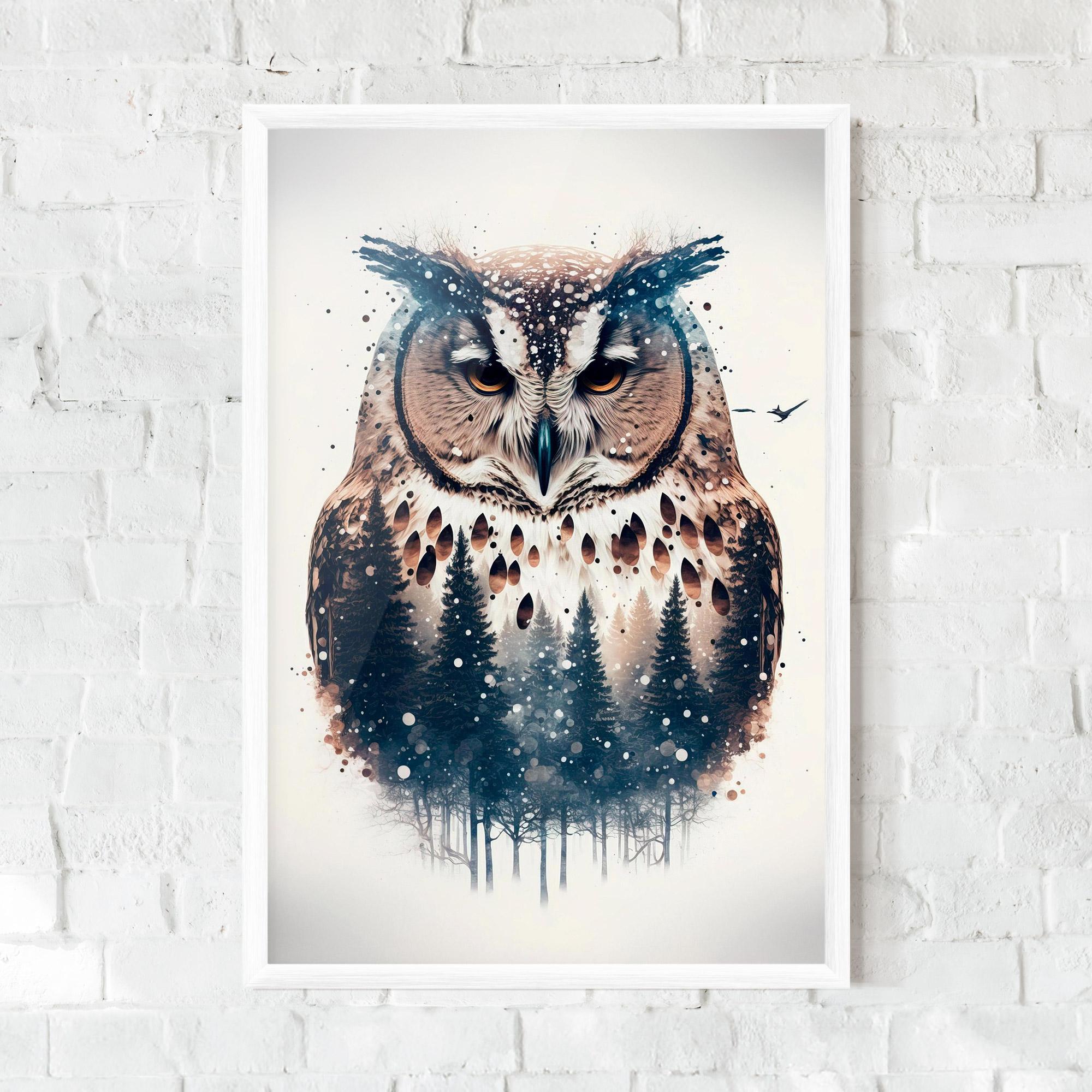 Keretezett Poszter Owl Portrait mockup 0