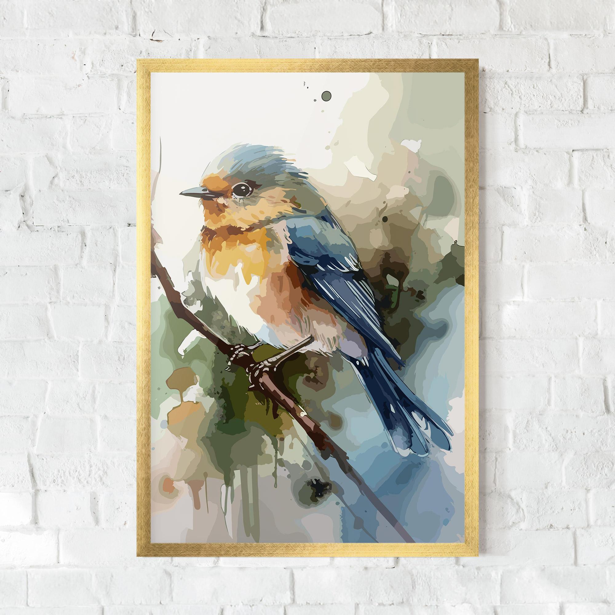 Keretezett Poszter Blue Pretty Bird mockup 0