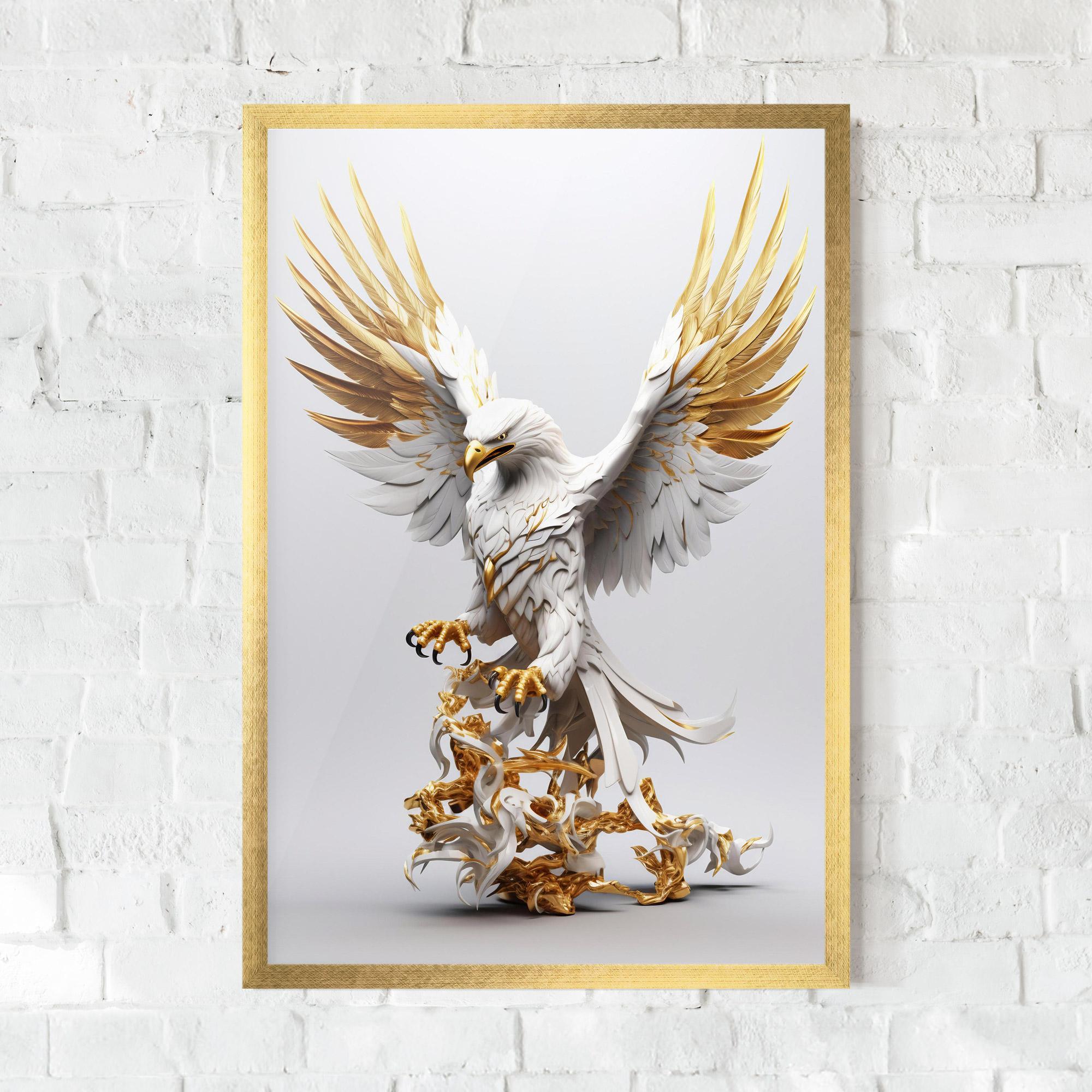 Keretezett Poszter Gold 3d Eagle mockup 0