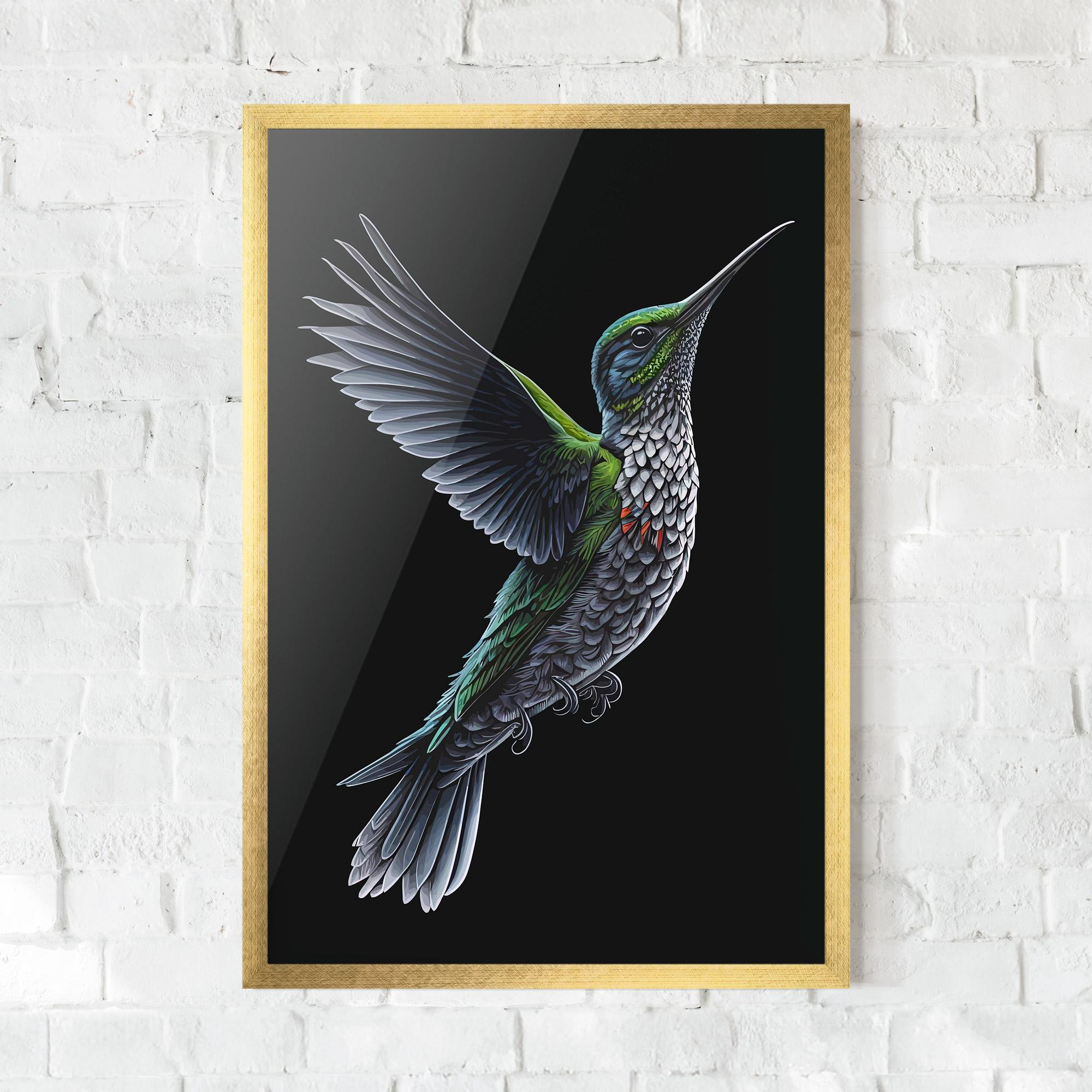 Keretezett Poszter Green Hummingbird mockup 0