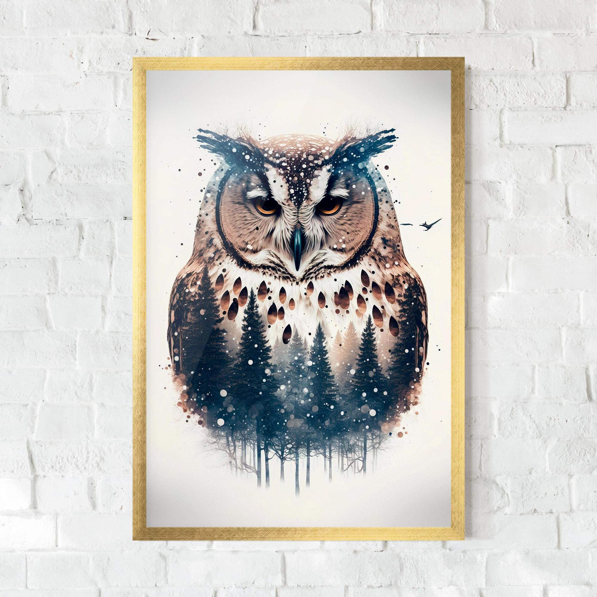 Keretezett Poszter Owl Portrait mockup 0