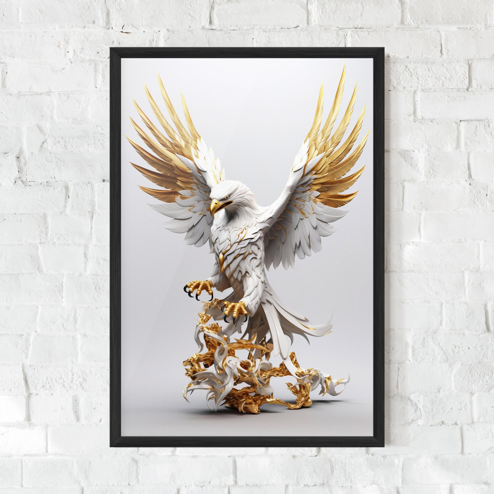 Keretezett Poszter Gold 3d Eagle mockup 0