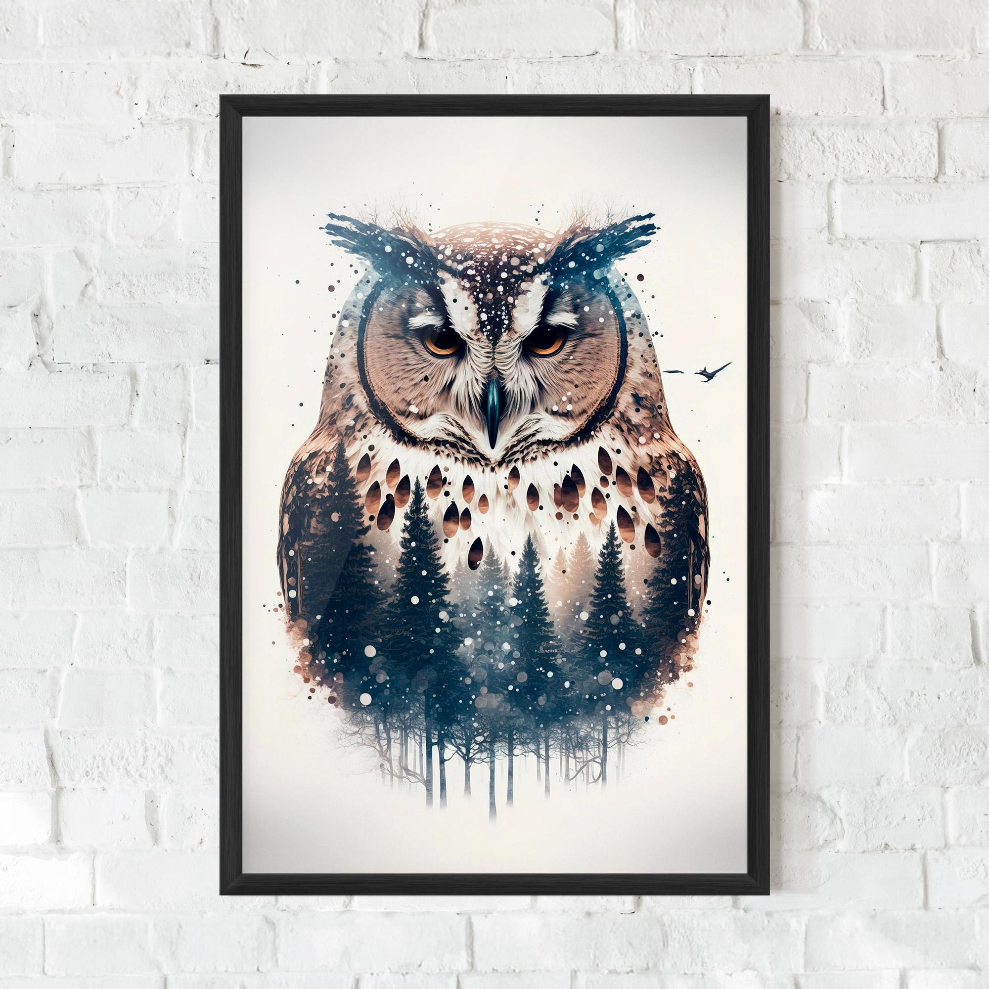 Keretezett Poszter Owl Portrait mockup 0