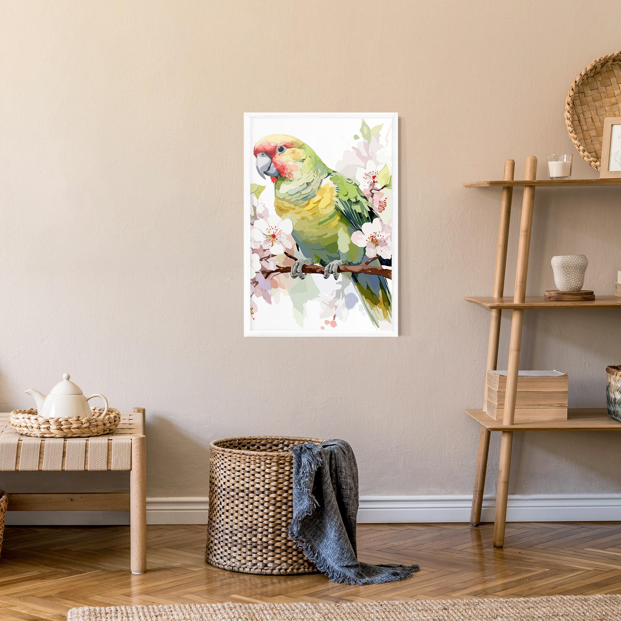 Keretezett Poszter Cute Green Parrot mockup 9