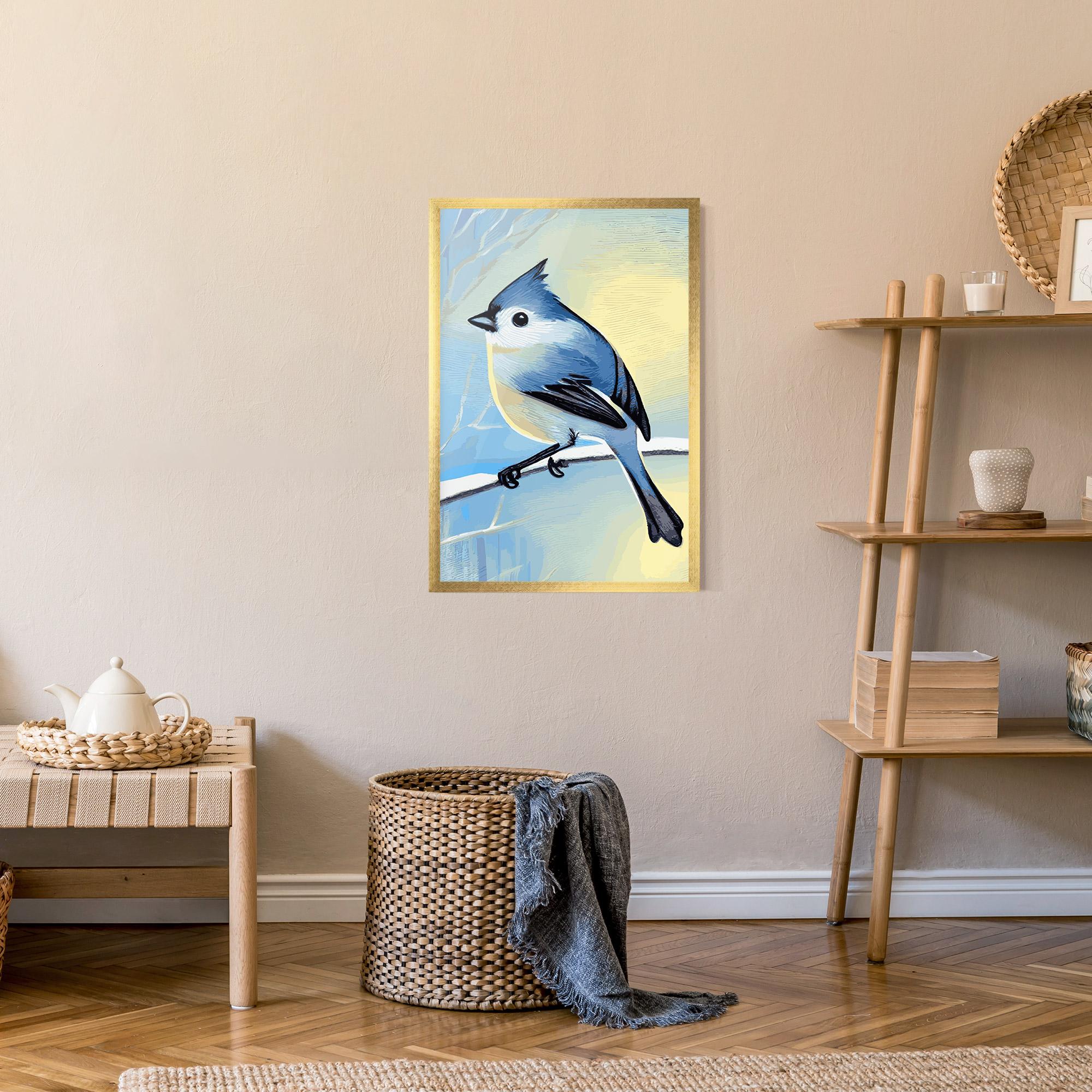 Keretezett Poszter Bird Winter Painting mockup 9