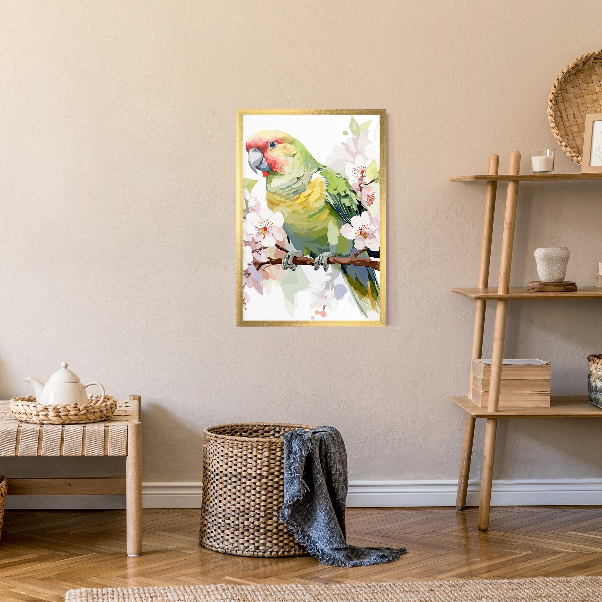 Keretezett Poszter Cute Green Parrot mockup 9