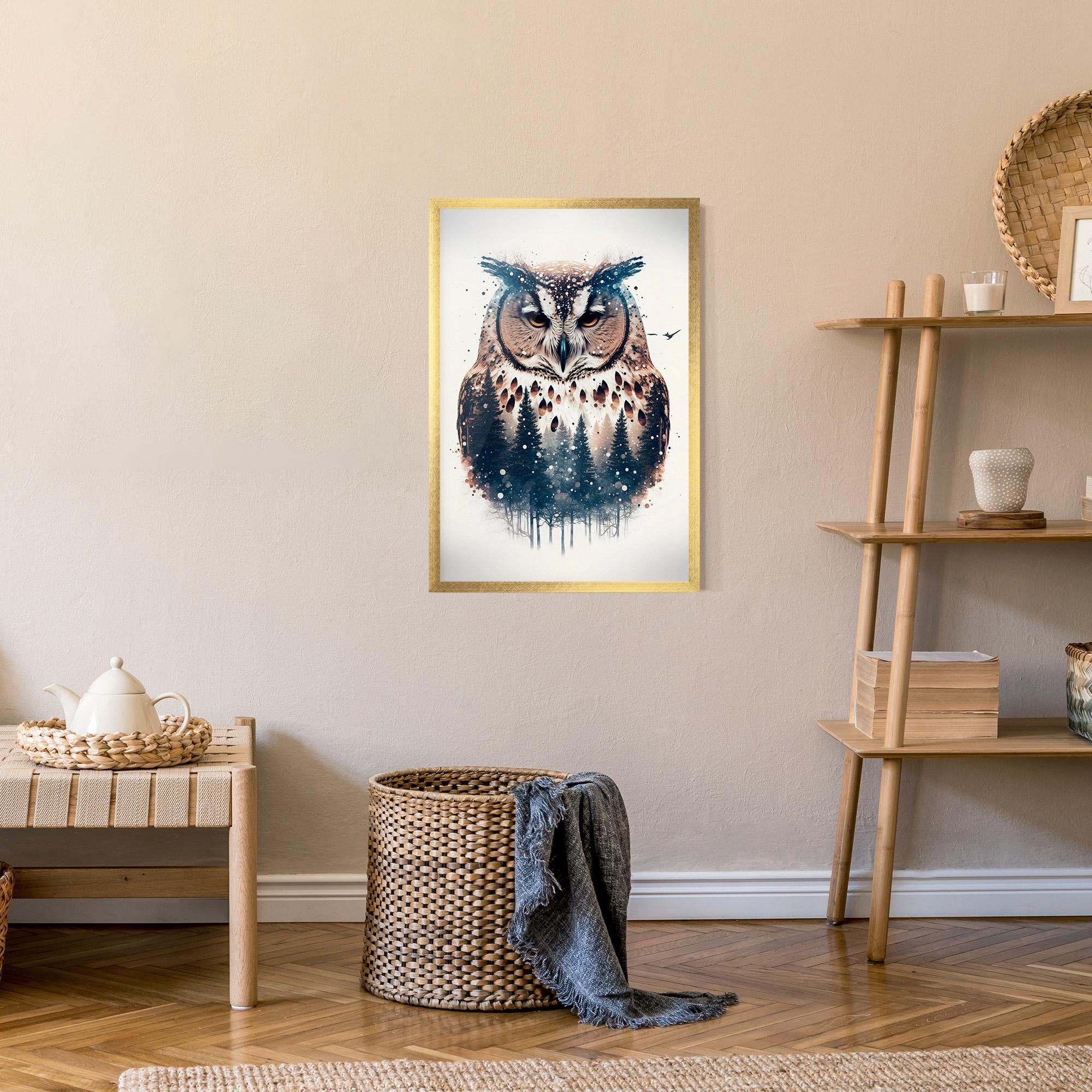 Keretezett Poszter Owl Portrait mockup 9