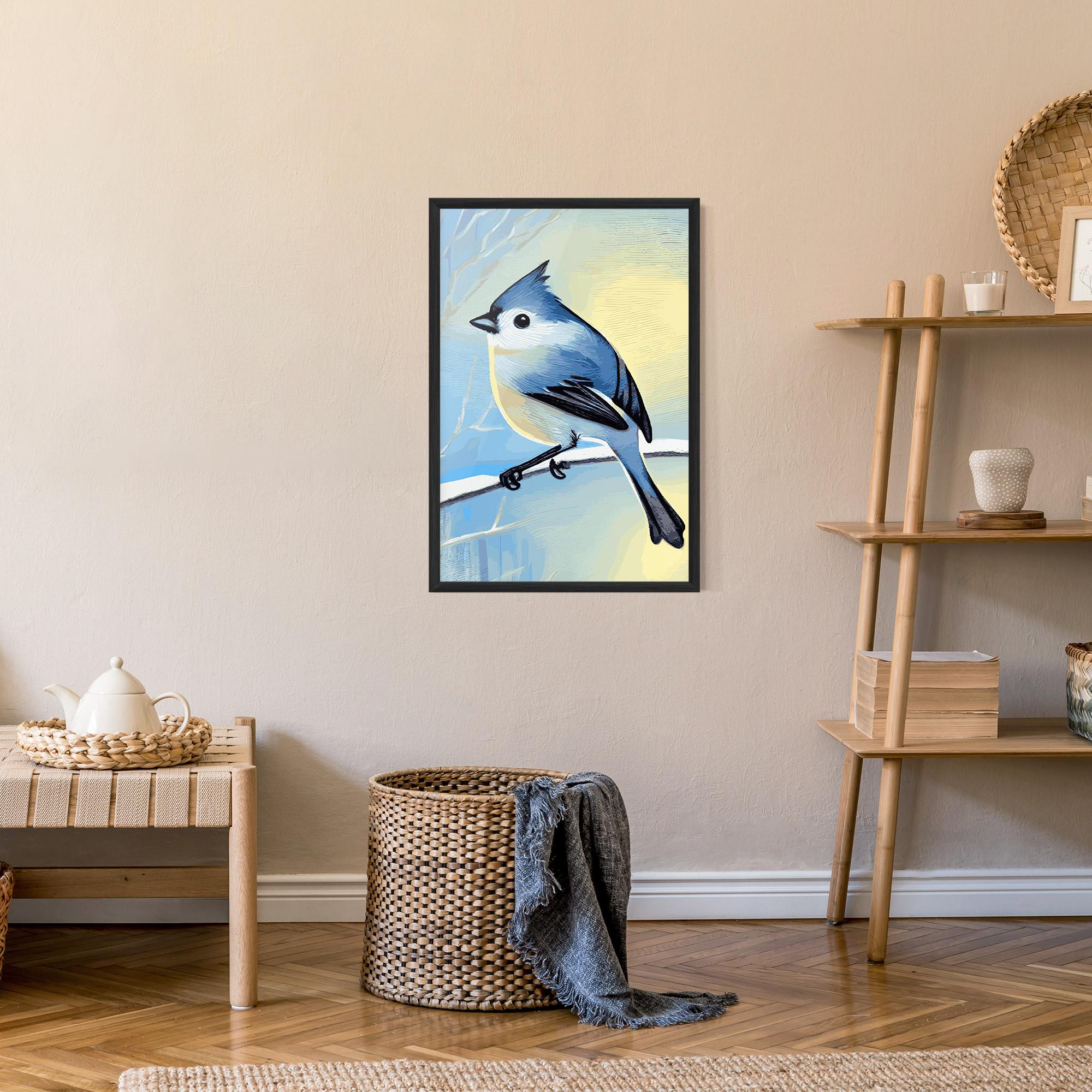 Keretezett Poszter Bird Winter Painting mockup 9