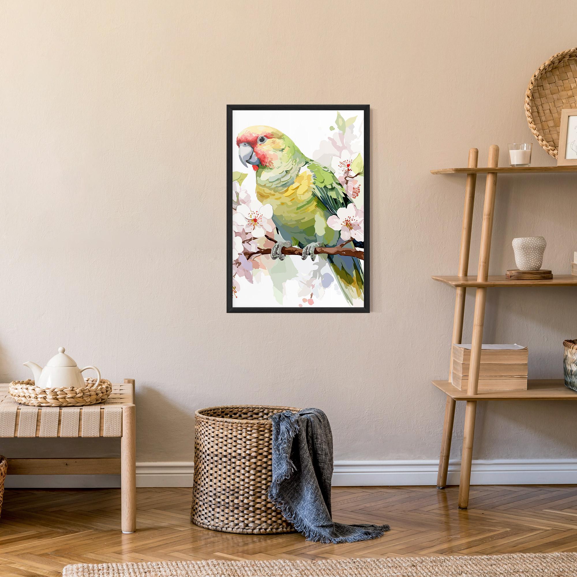Keretezett Poszter Cute Green Parrot mockup 9