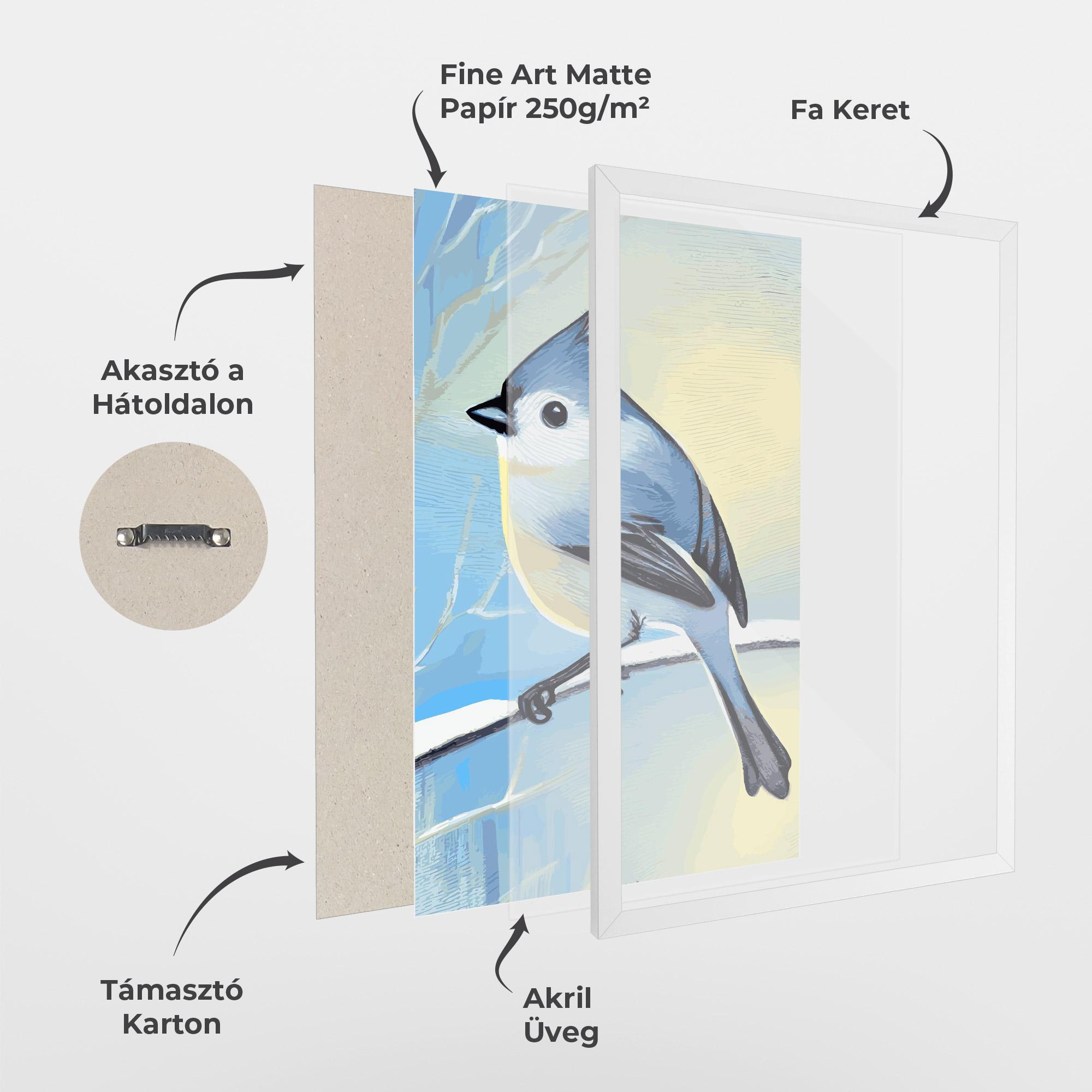 Keretezett Poszter Bird Winter Painting mockup 1