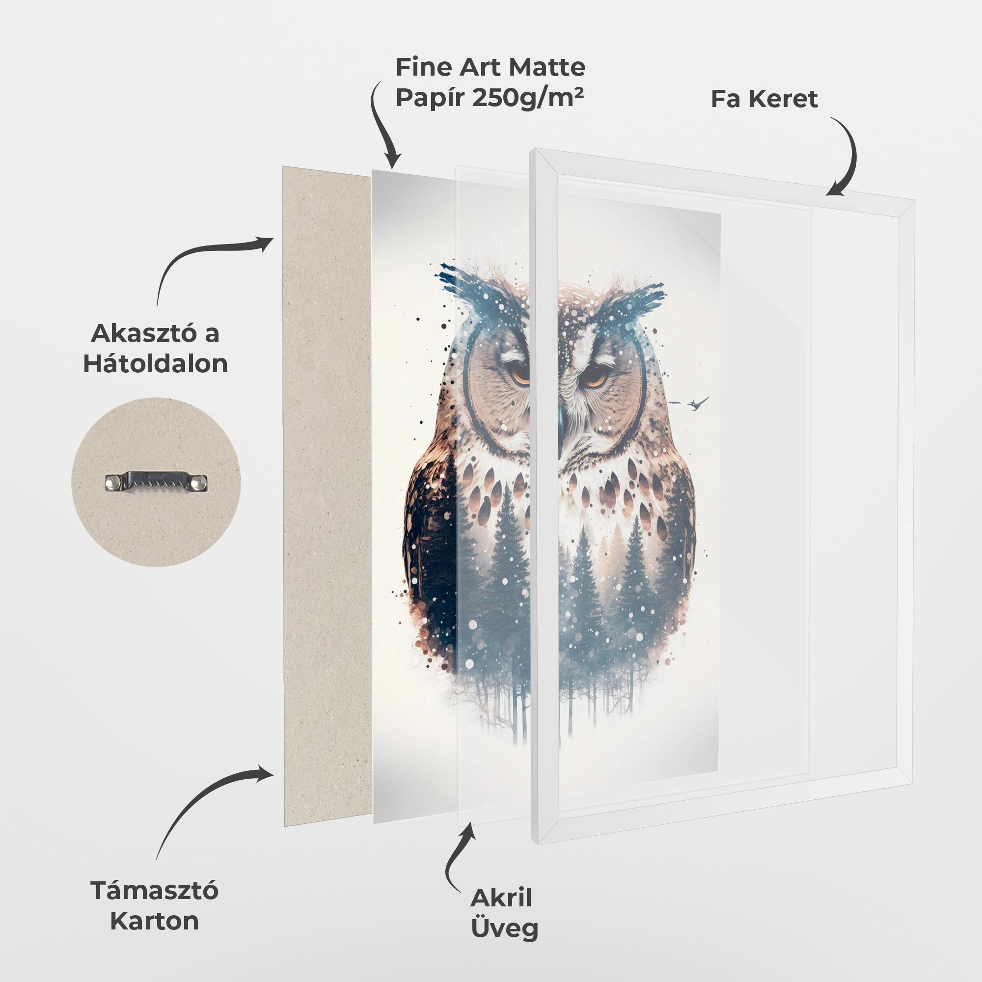 Keretezett Poszter Owl Portrait mockup 1