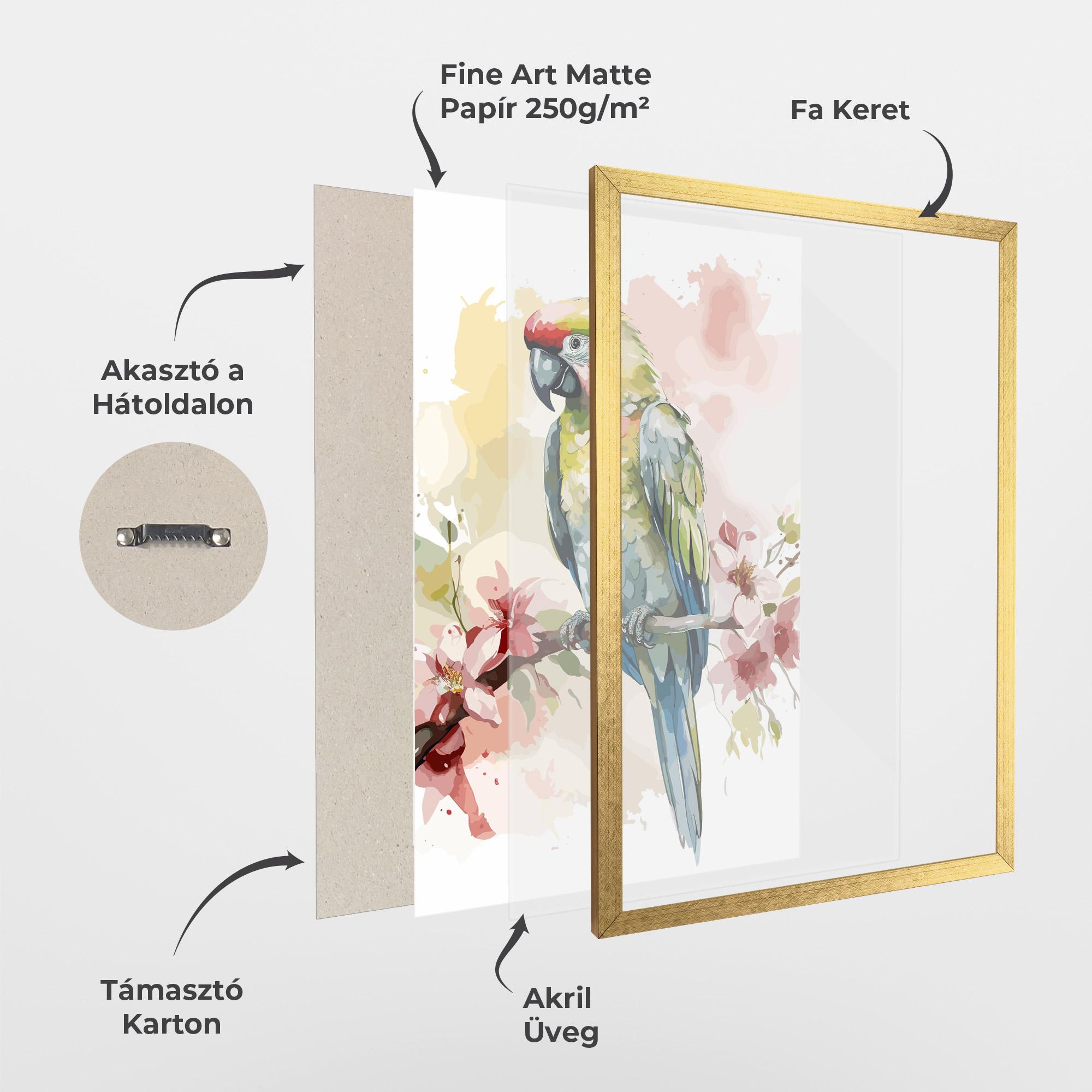 Keretezett Poszter Beautiful Parrot mockup 1