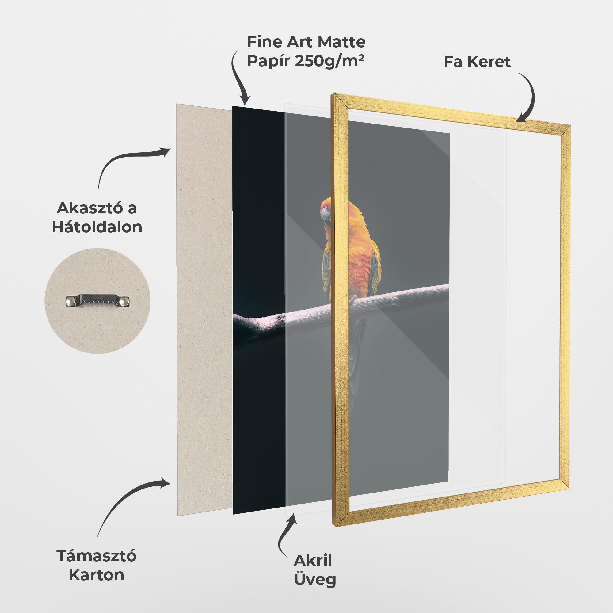 Keretezett Poszter Fire Parrot mockup 1