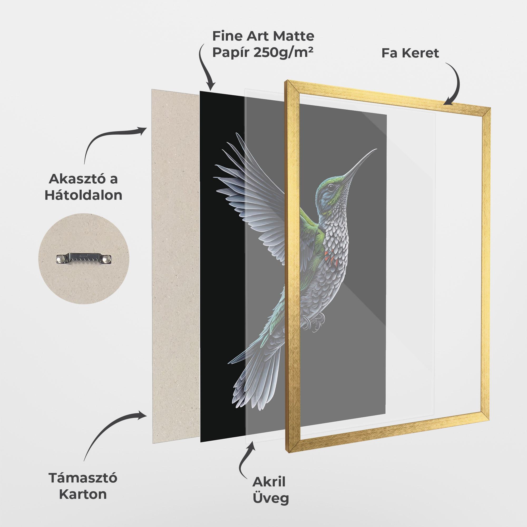 Keretezett Poszter Green Hummingbird mockup 1