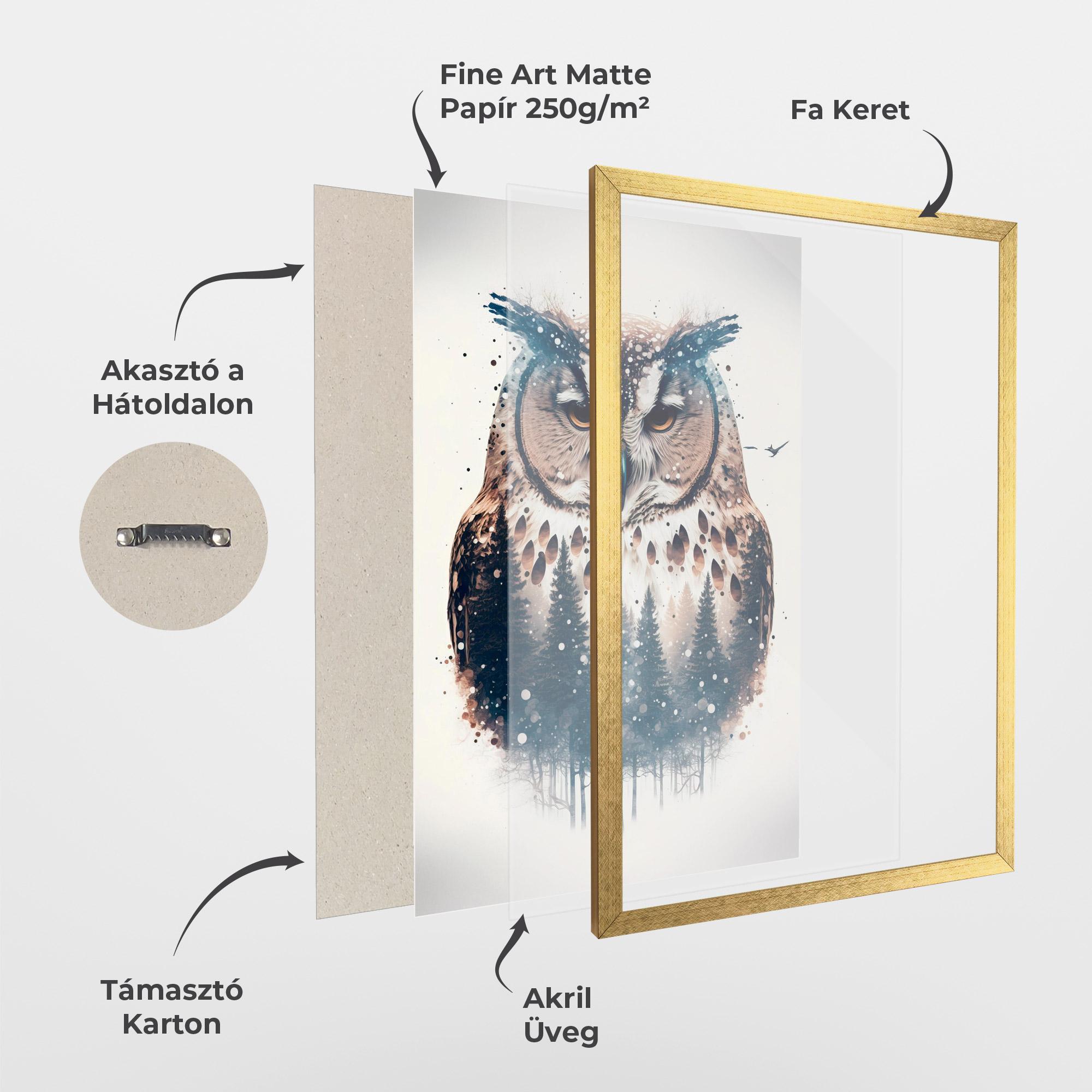 Keretezett Poszter Owl Portrait mockup 1