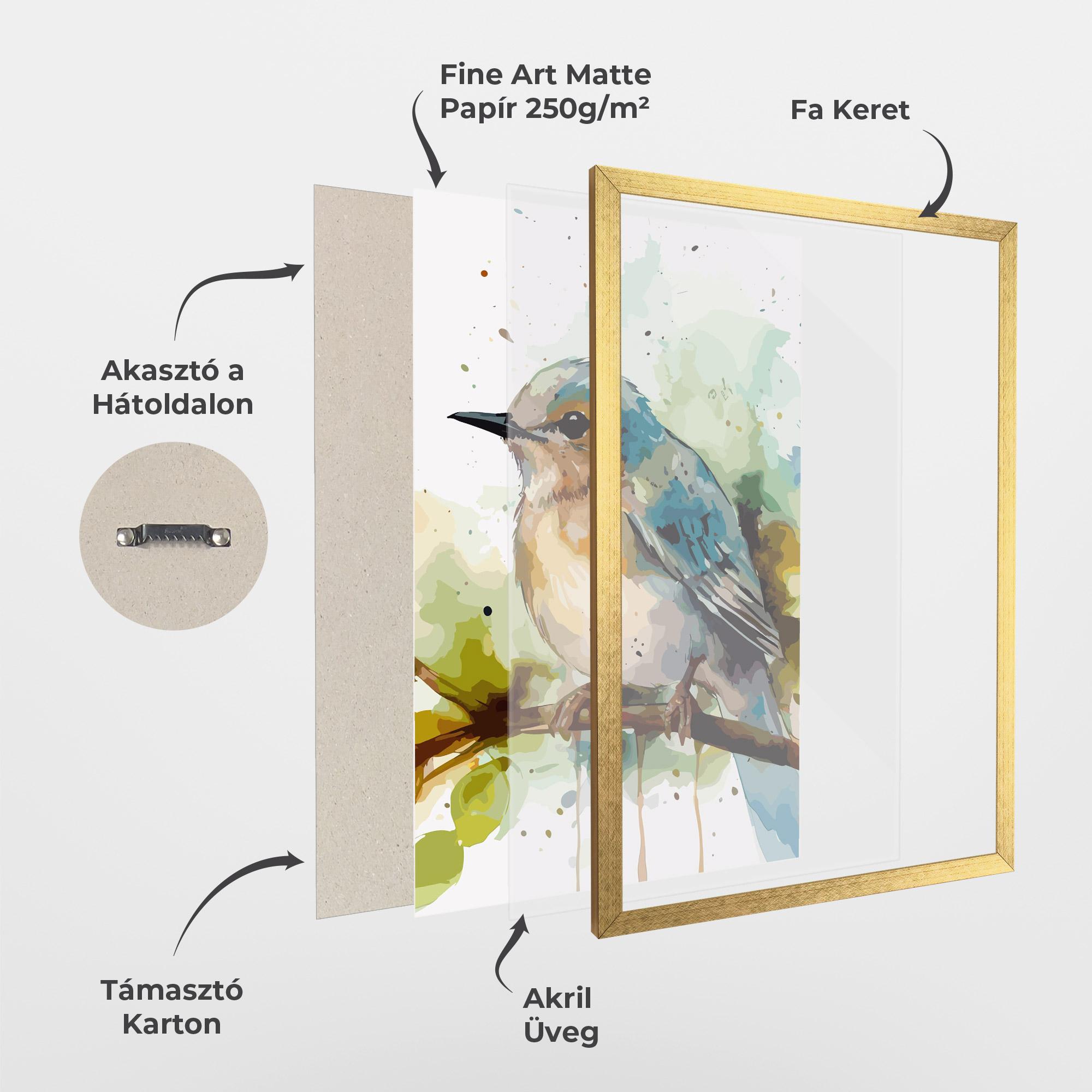 Keretezett Poszter Pretty Blue Bird mockup 1