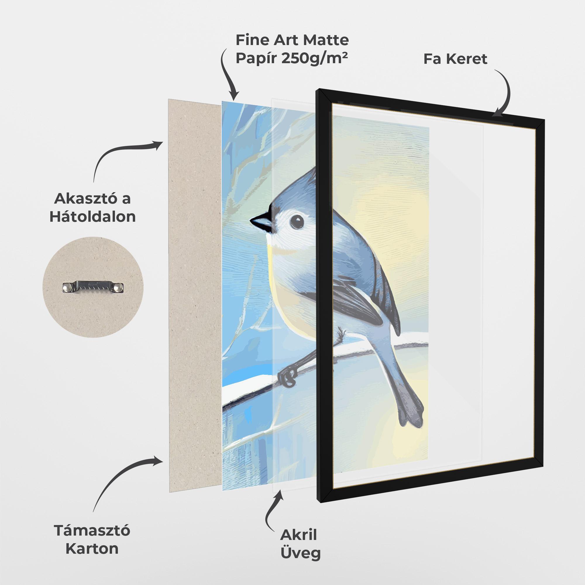 Keretezett Poszter Bird Winter Painting mockup 1