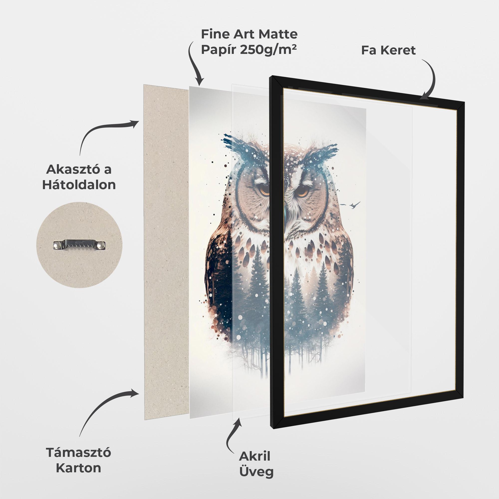 Keretezett Poszter Owl Portrait mockup 1