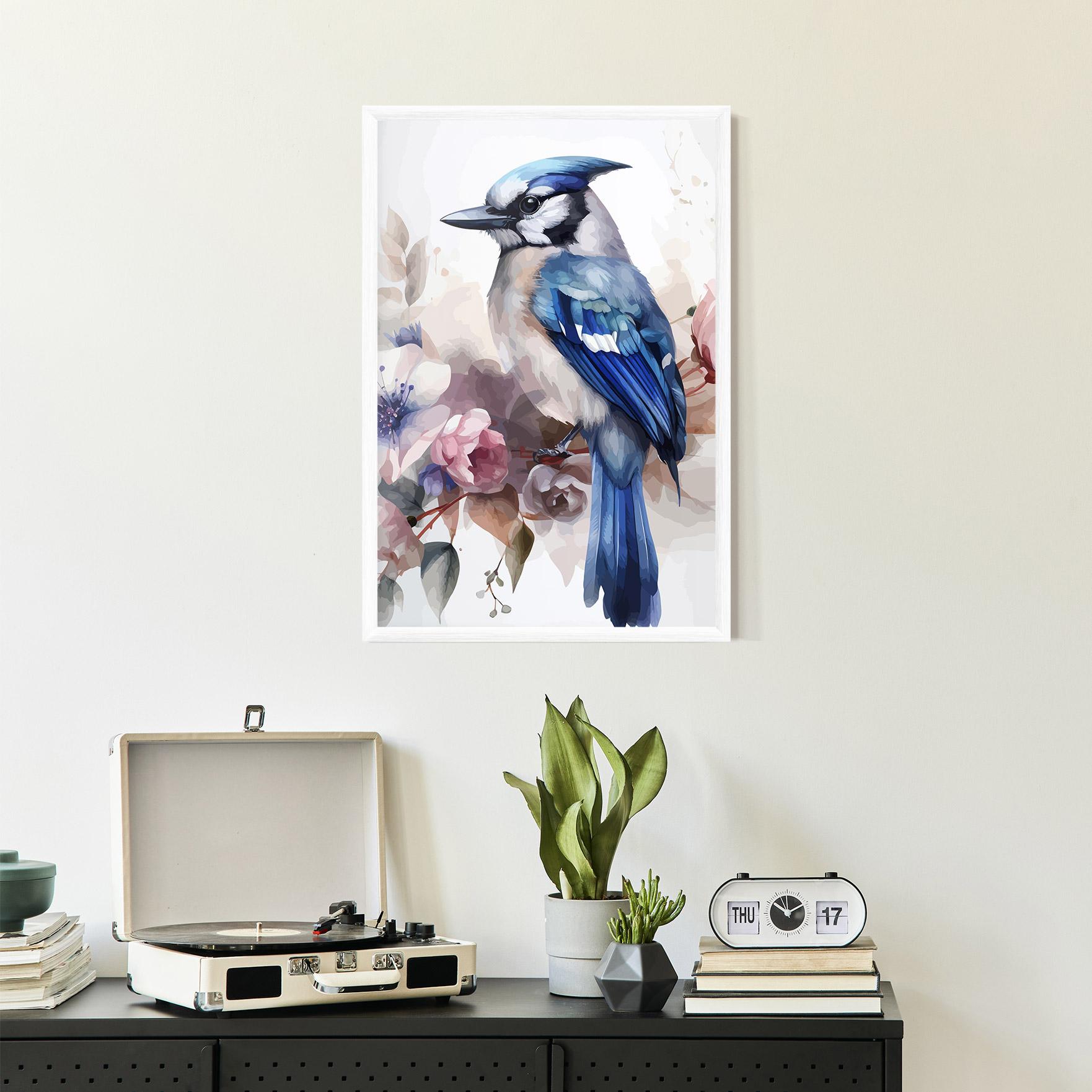 Keretezett Poszter Bird Pretty Blue mockup 2