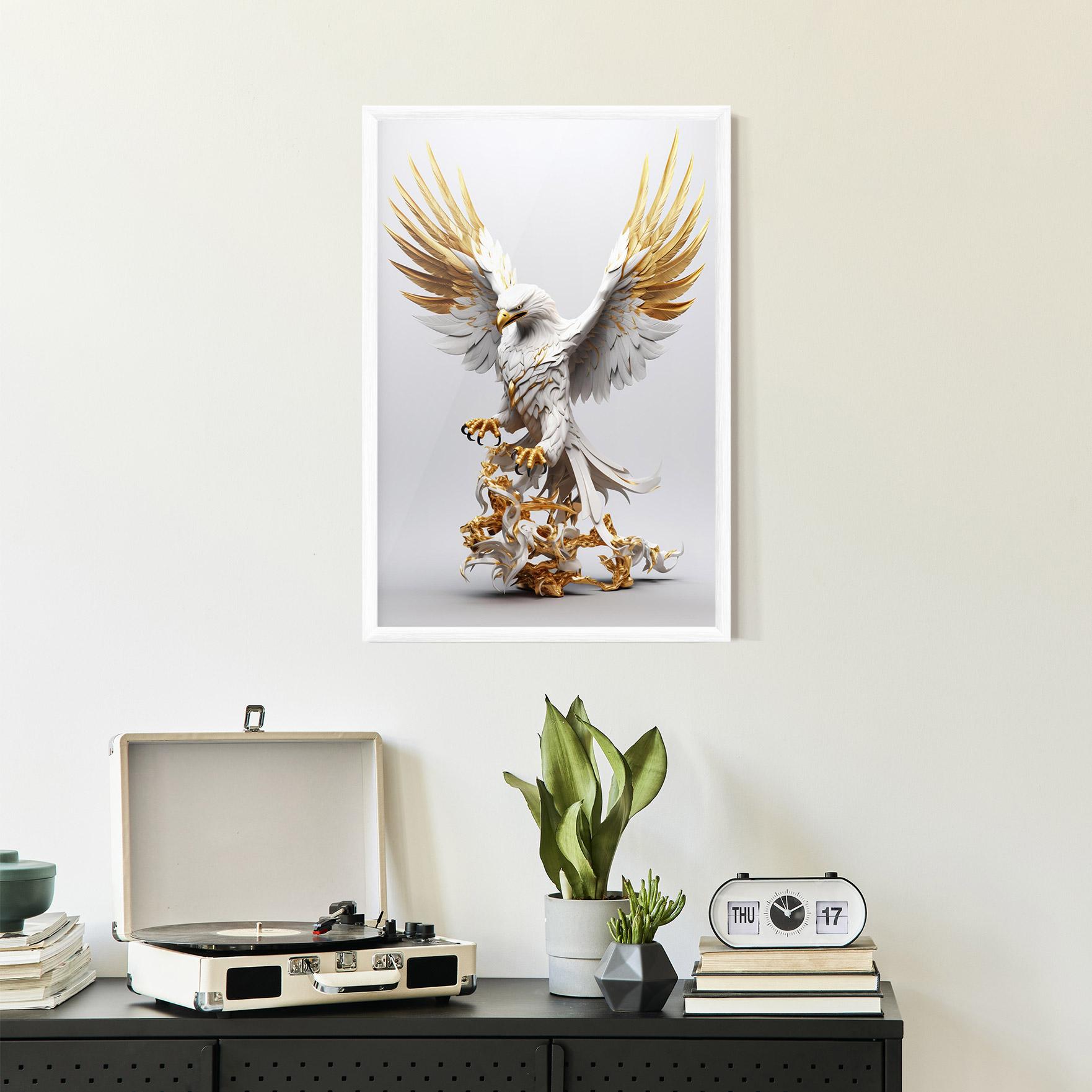 Keretezett Poszter Gold 3d Eagle mockup 2